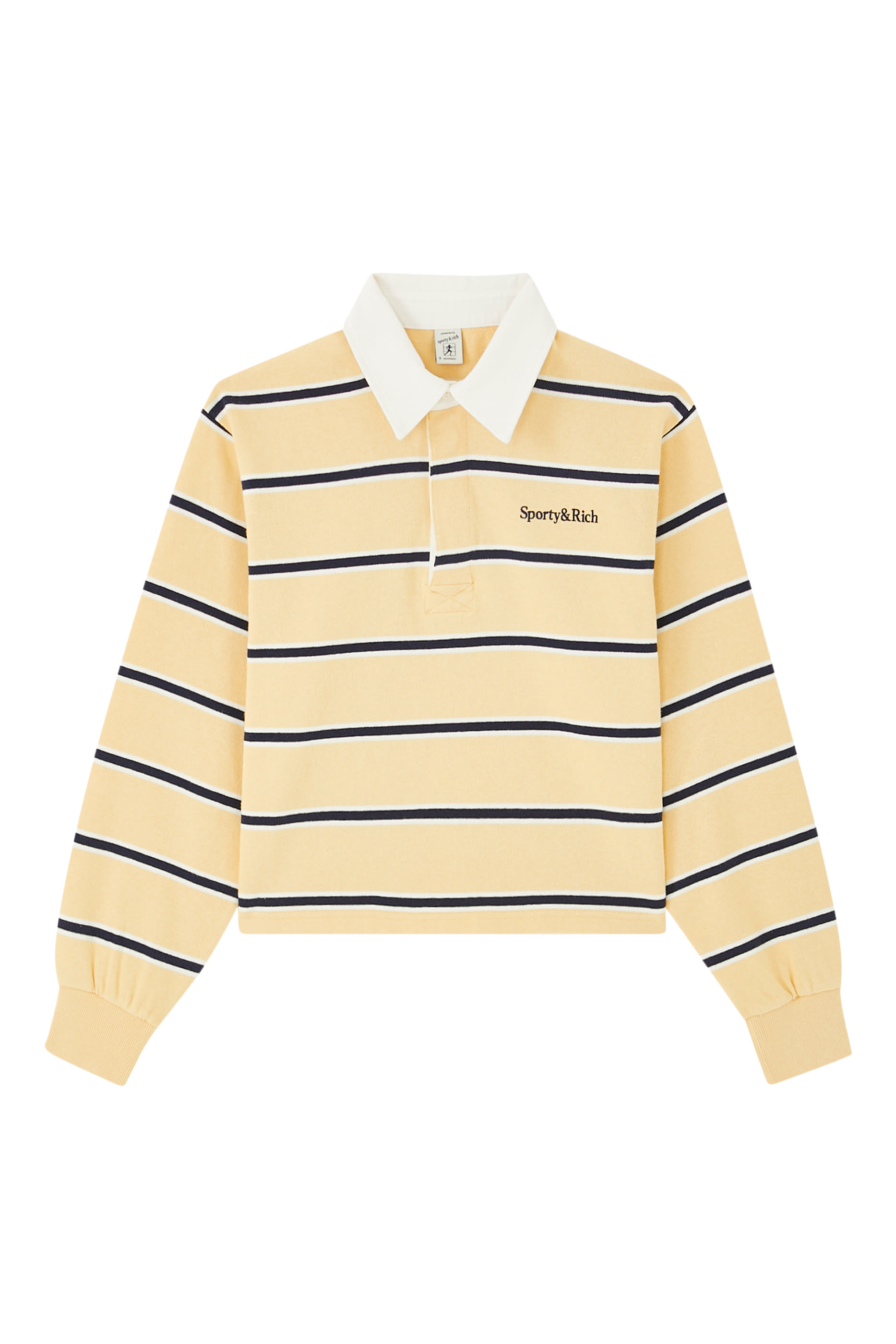 قميص بولو رغبي قصير بشعار الماركة بخط سيريف