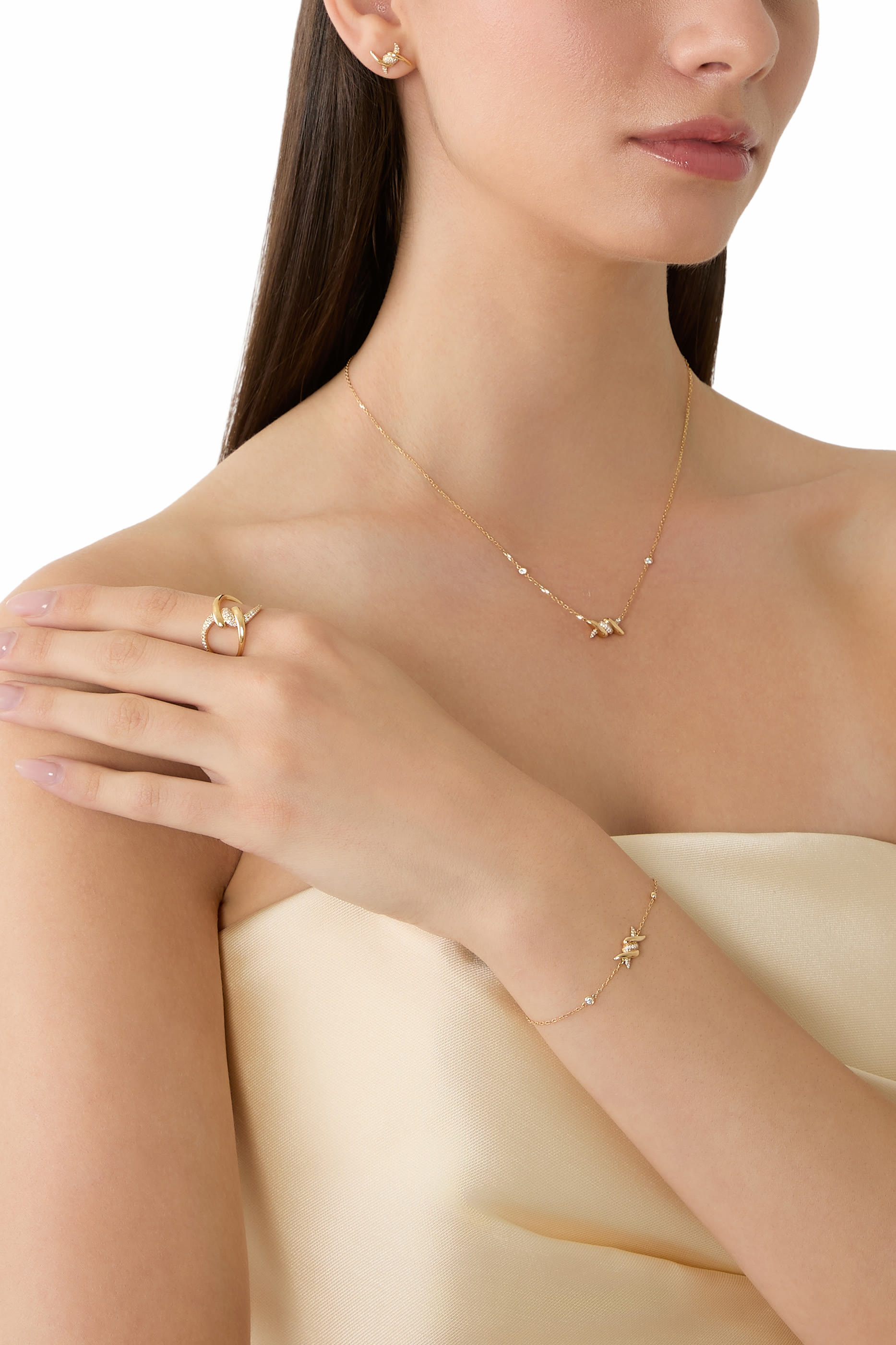 قلادة باربيليه مرصعة بالماس، ذهب أصفر عيار 18