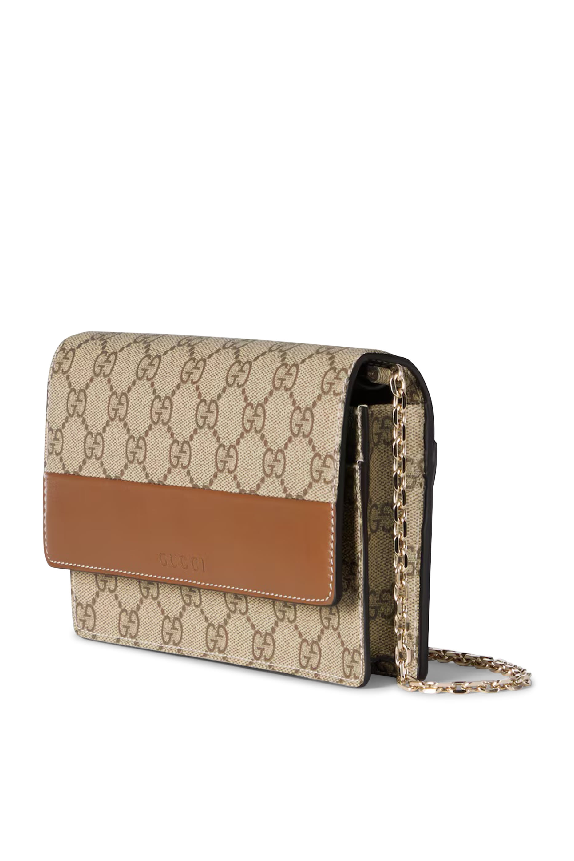 حقيبة صغيرة بسلسلة بشعار حرفي الماركة