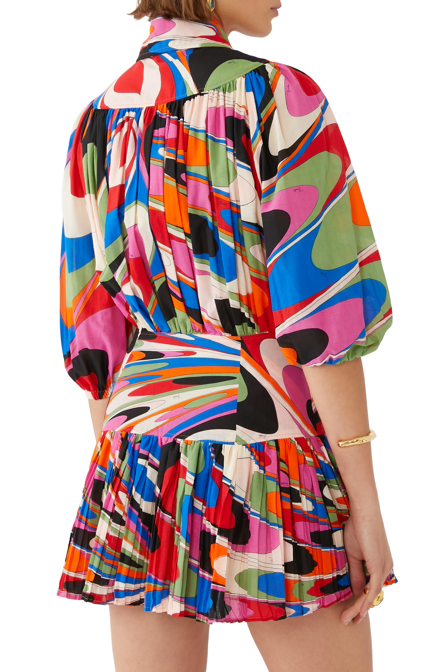 فستان بنقشة اوندي قطن