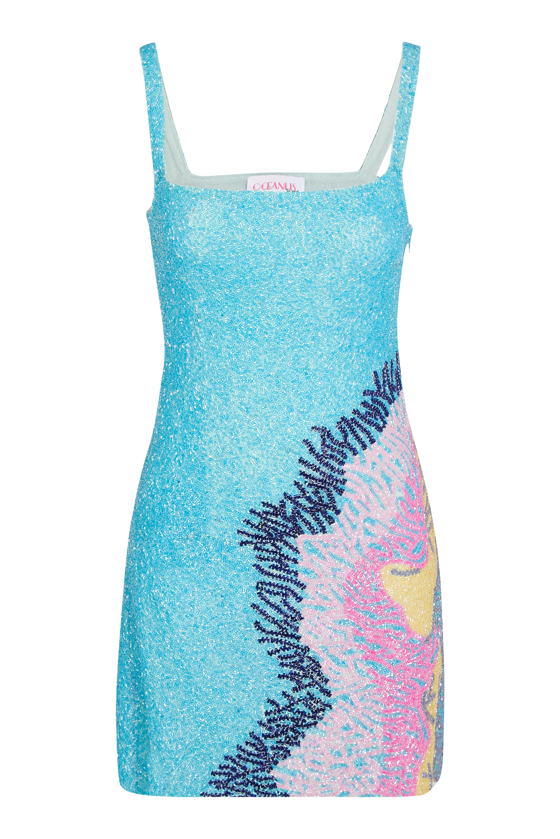 فستان أديلين كورال مطرز يدويًا بالخرز