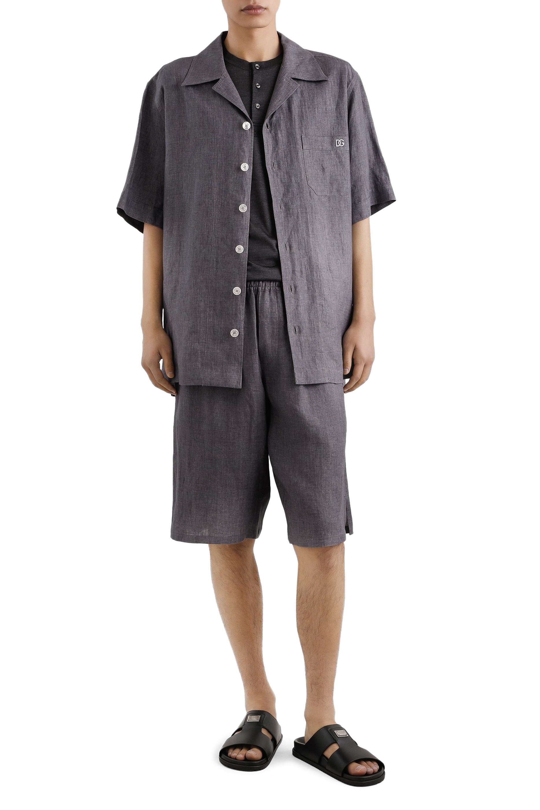 قميص هاواي قماش قنب وكتان