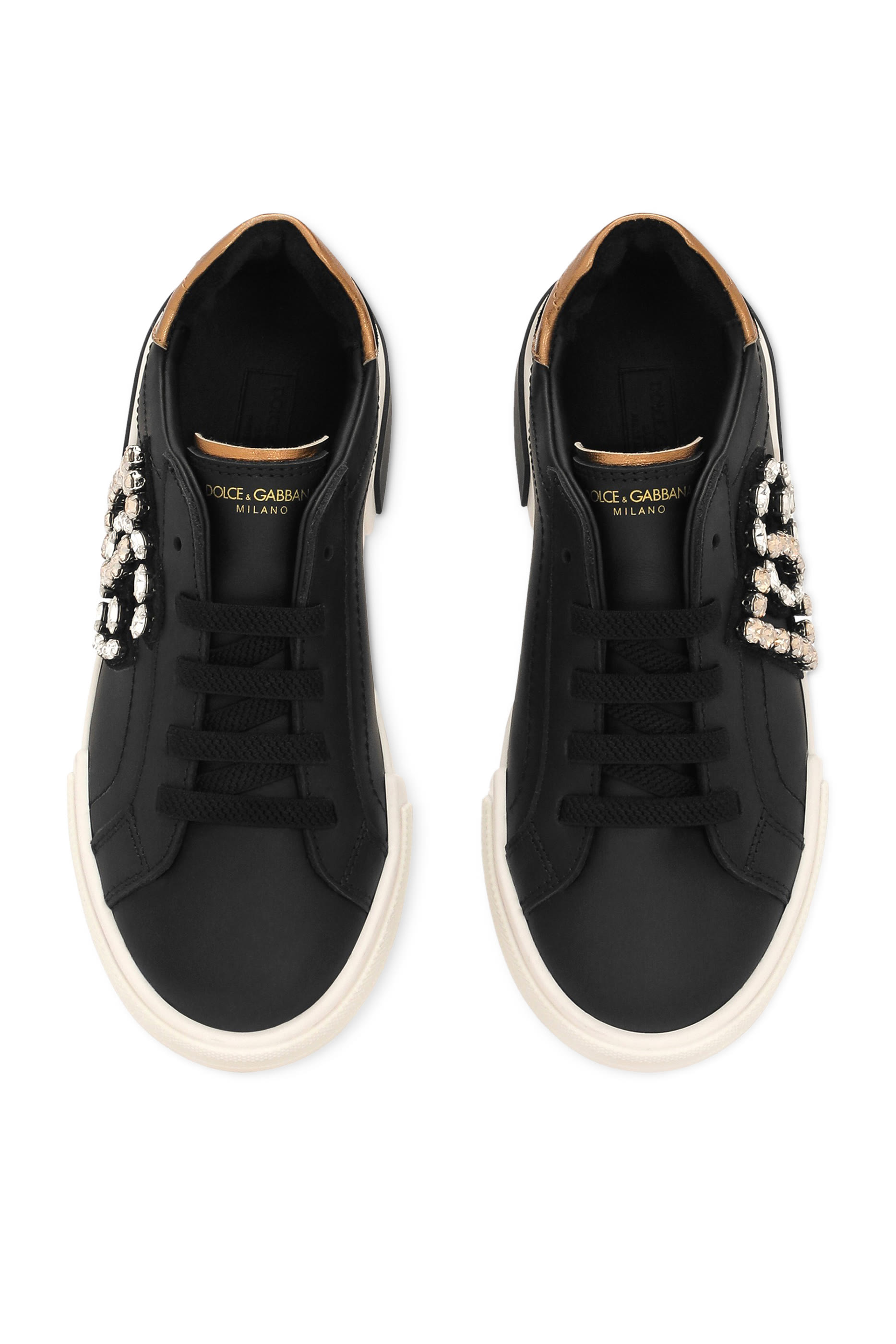 سنيكرز بورتوفينو فينتج بكاحل منخفض وشعار الماركة جلد عجل للأطفال