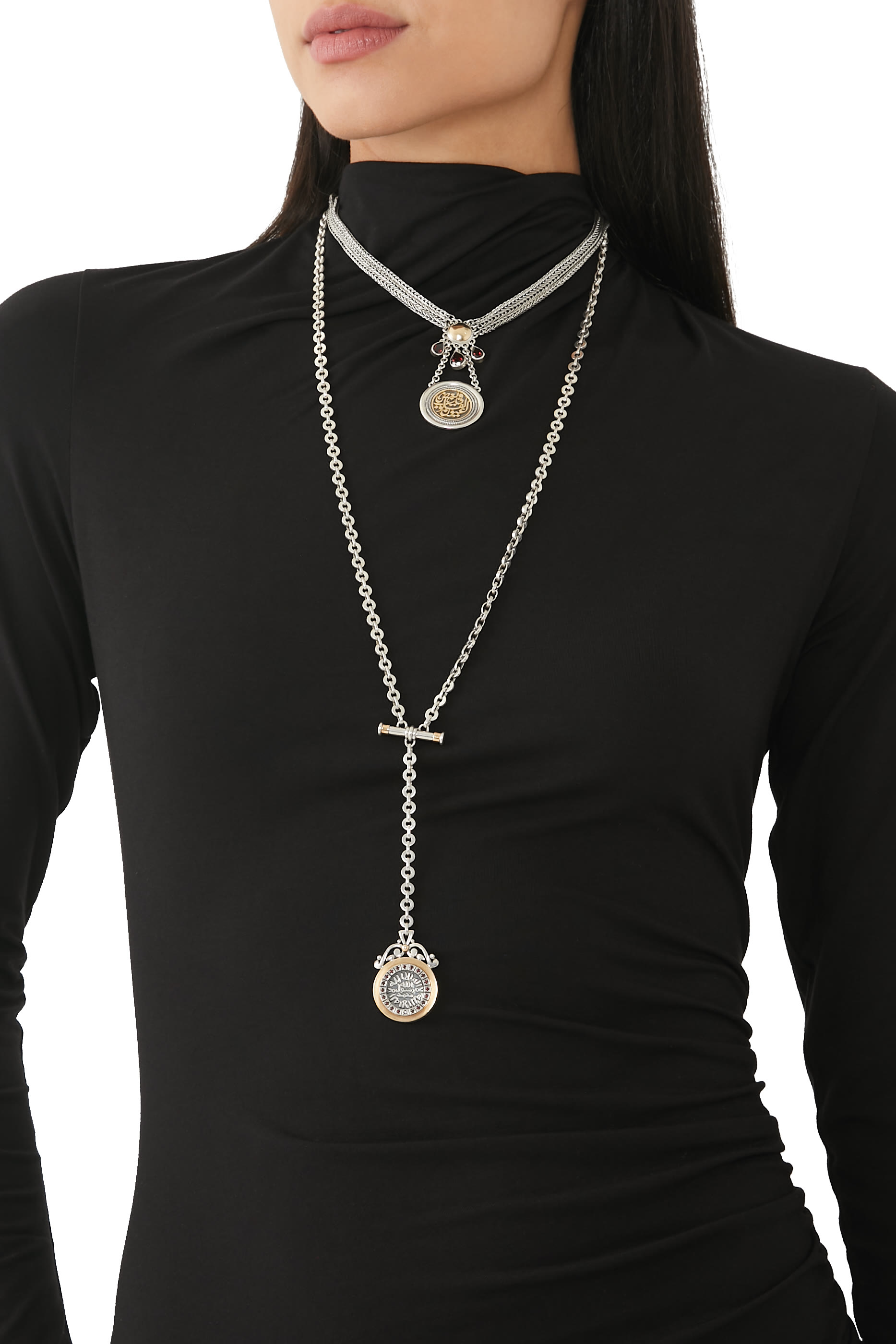 قلادة ترو فيجن اوف ذا هارت مرصعة بالعقيق ذهب أصفر عيار 18 وفضة إسترلينية