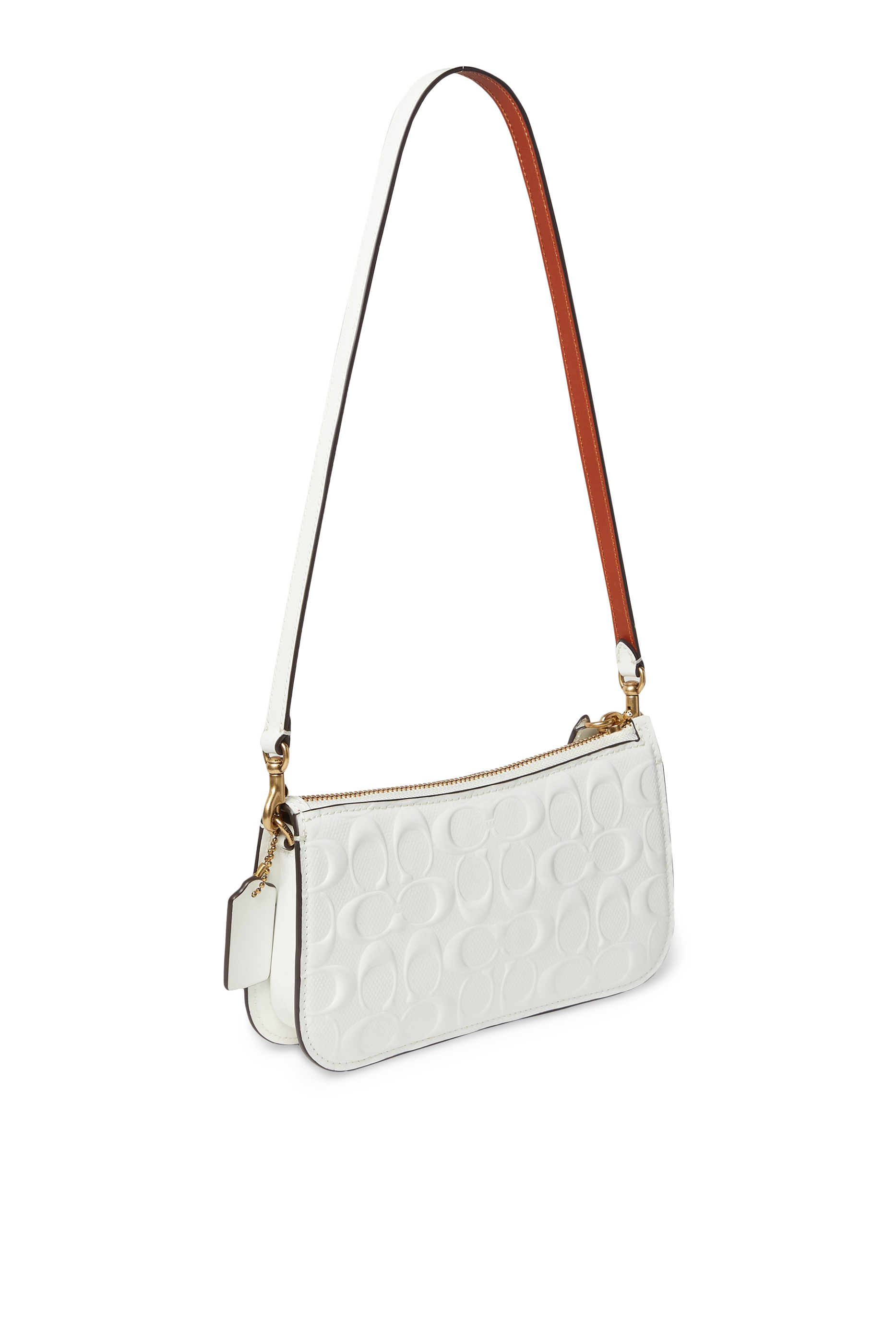 حقيبة كتف بين جلد بنقشة شعار الماركة