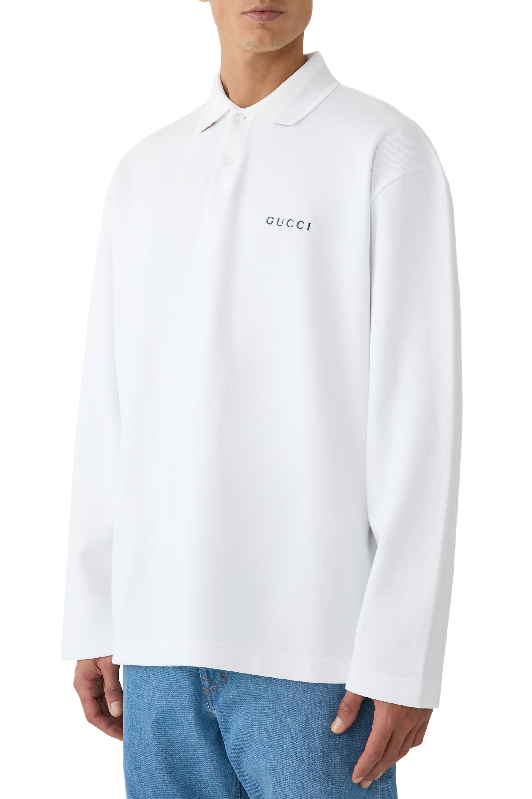 قميص بولو بشريط ويب قطن بيكيه