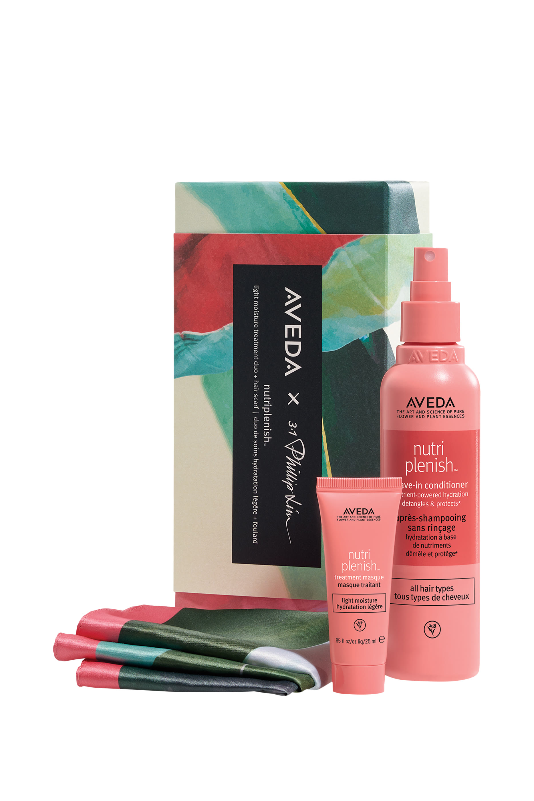 مجموعة ثنائية نيوتري بلينيش علاجية لترطيب خفيف ووشاح شعر، 3 قطع