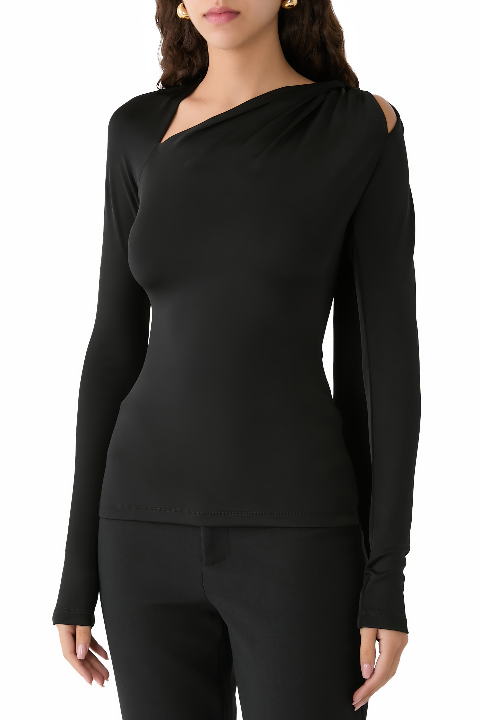 بلوزة بياقة مائلة جيرسيه