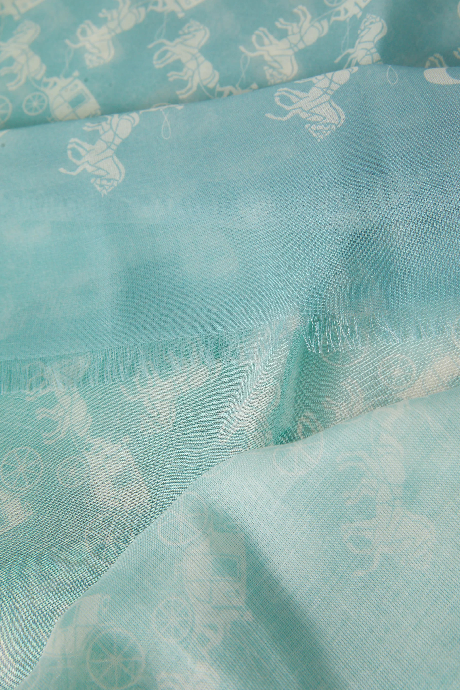 وشاح بنقشة العربة والحصان مزيج صوف