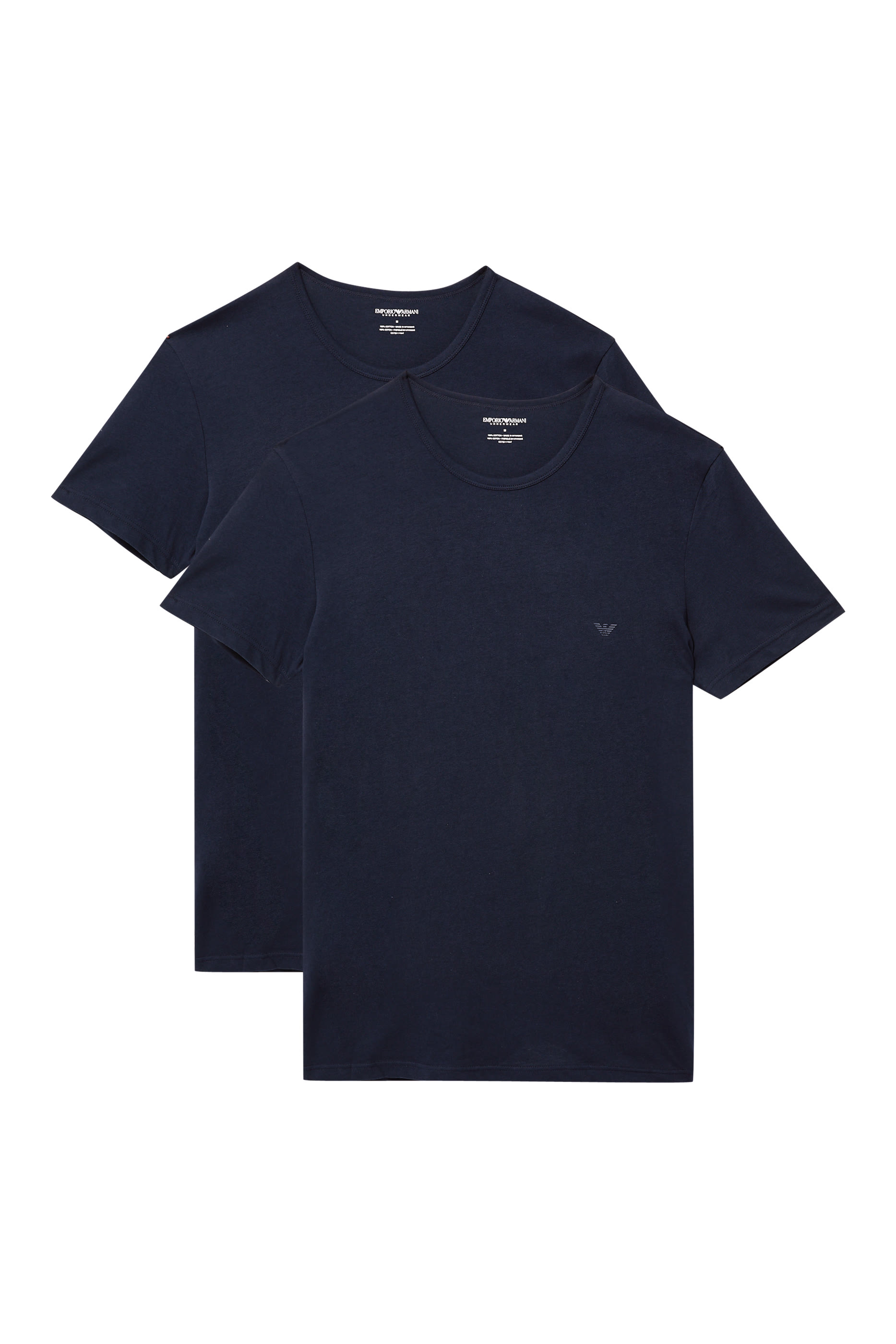 طقم تي شيرت قطن بفتحة رقبة مستديرة، قطعتان