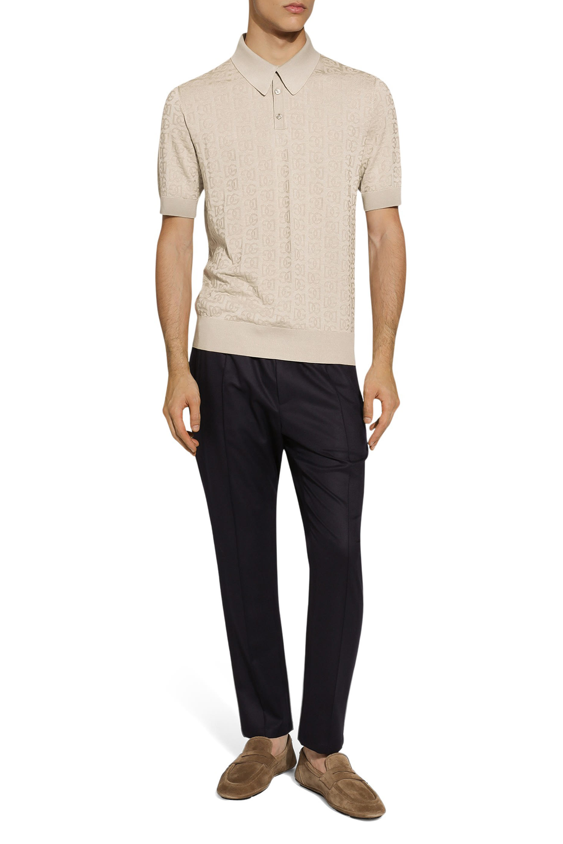 قميص بولو حرير بشعار الماركة