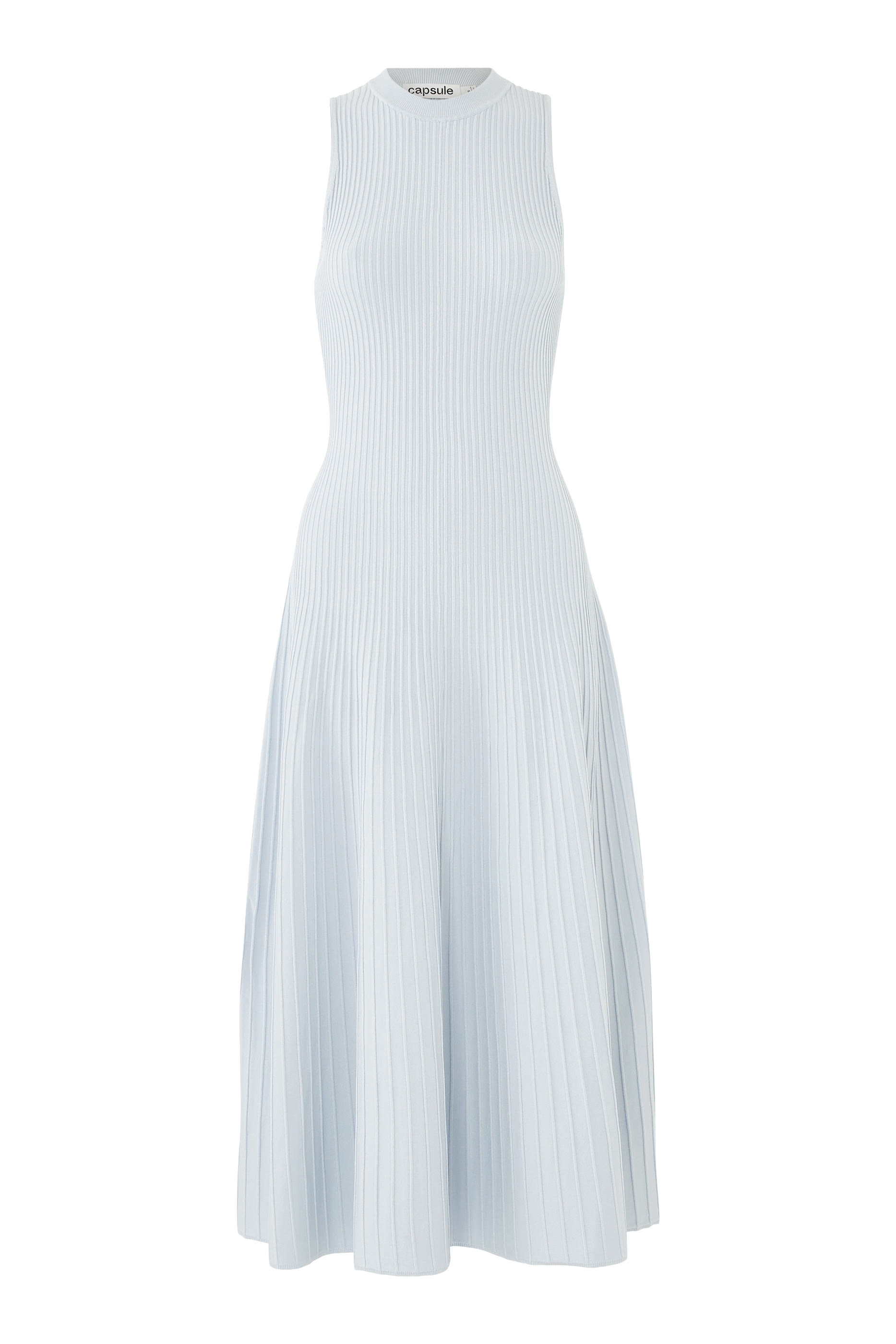 فستان منسوج بلا أكمام بياقة عالية