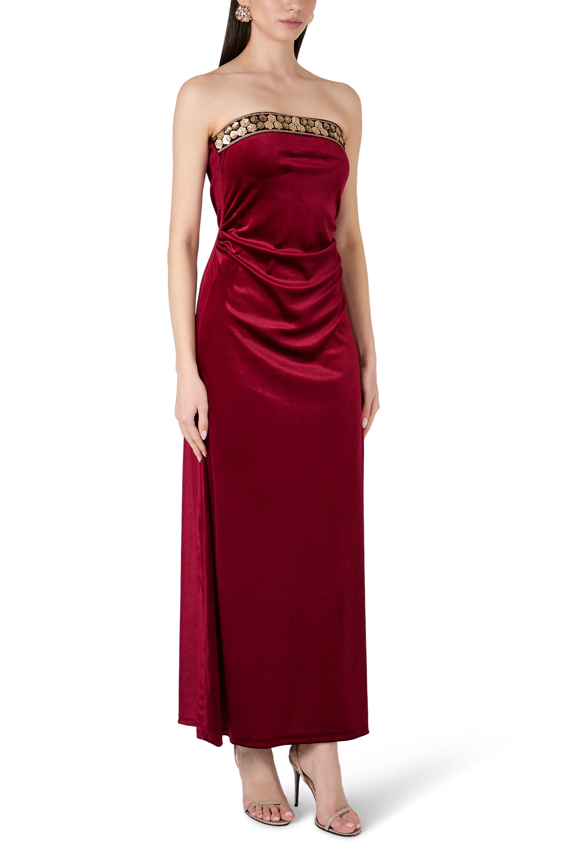 جاكيت وفستان بلا أكمام بنقشة أزهار مخمل