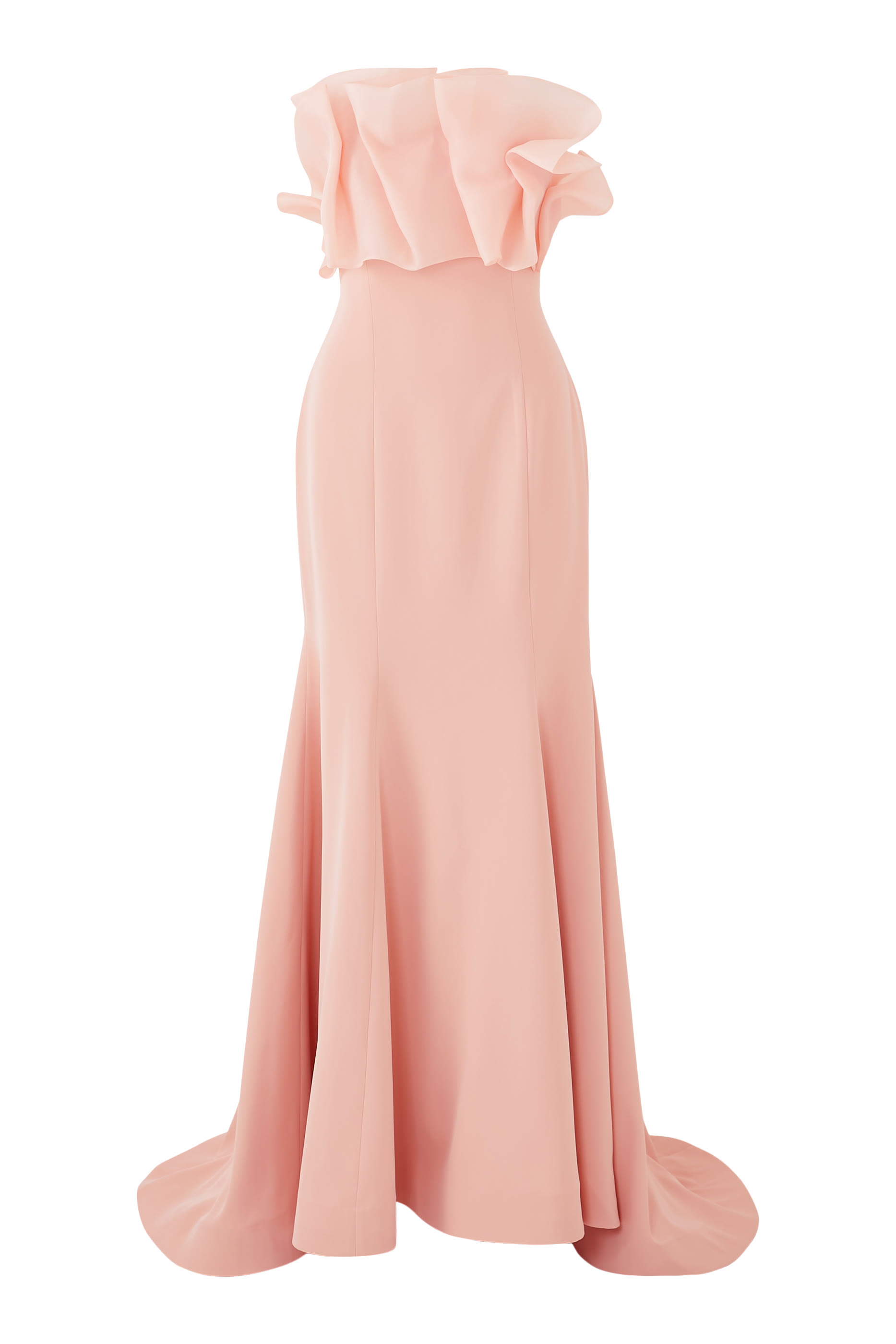 فستان سهرة بلا حمالات بقصة ذيل حورية البحر