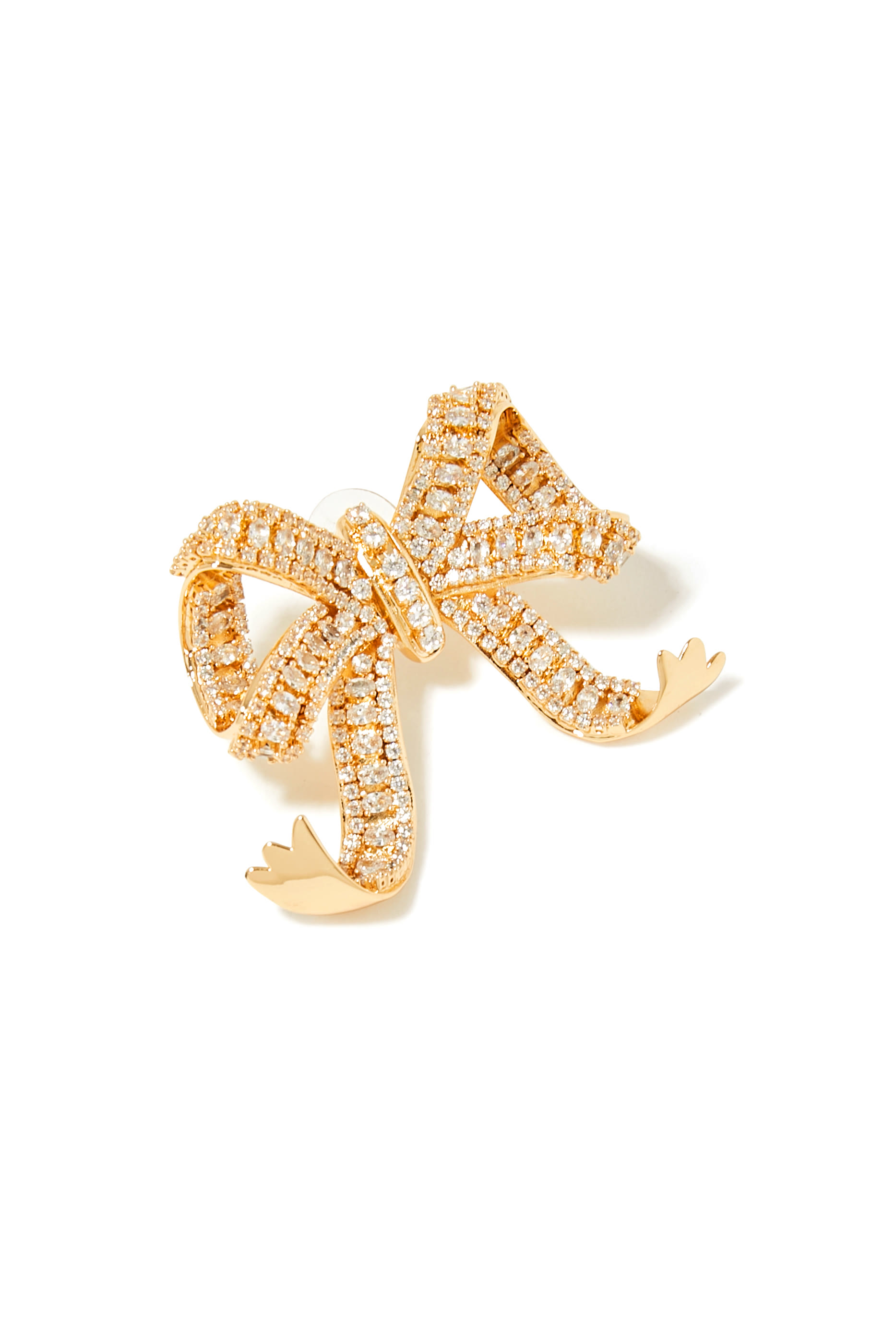 أقراط بتصميم ربطة فيونكة مرصعة بالكريستال