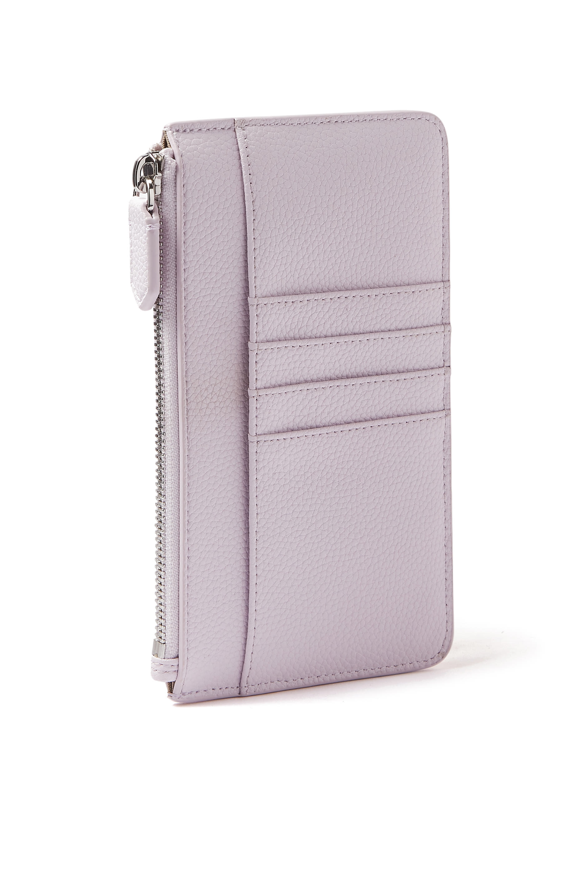 حافظة هاتف مع سحاب وجيوب بنقشة حلد غزال وشعار الماركة