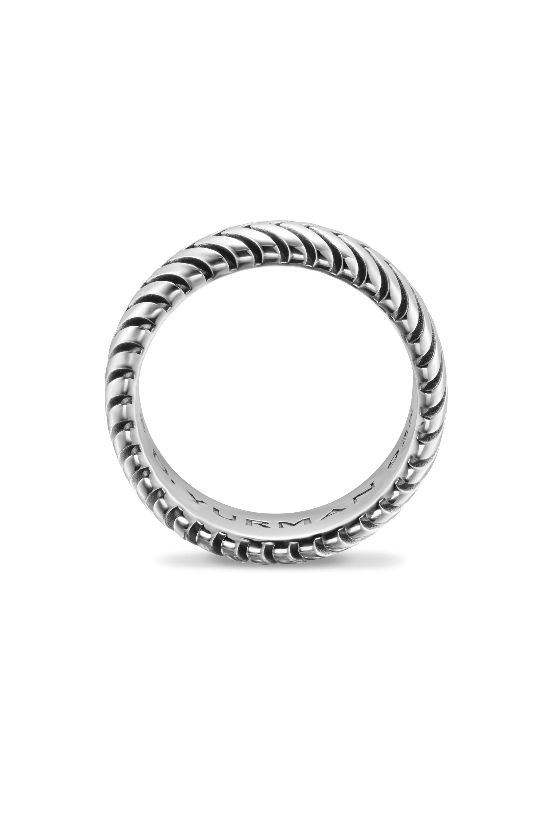 خاتم بخطوط شيفرون مرصع بالماس، فضة إسترلينية