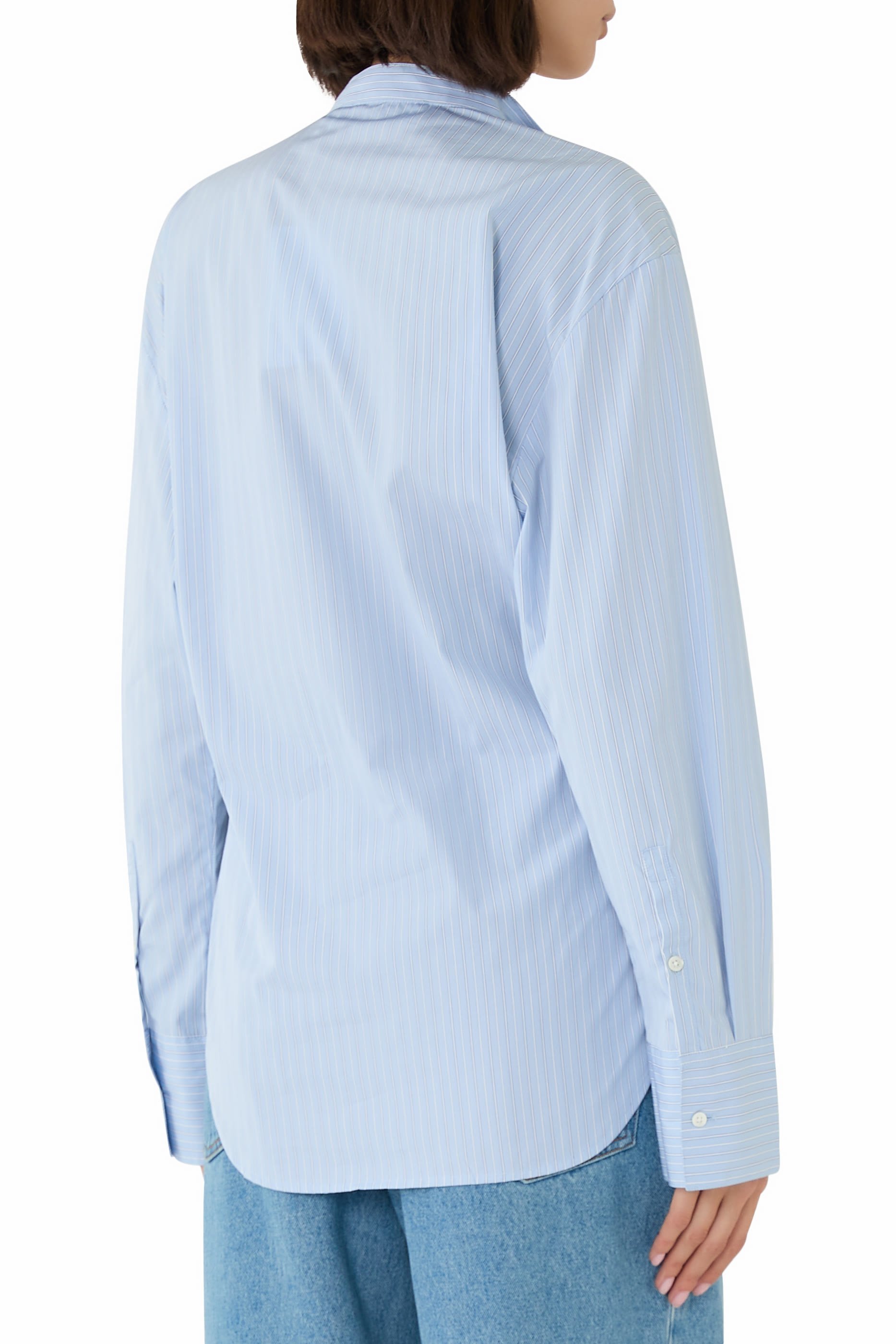 قميص مخطط بتصميم متداخل