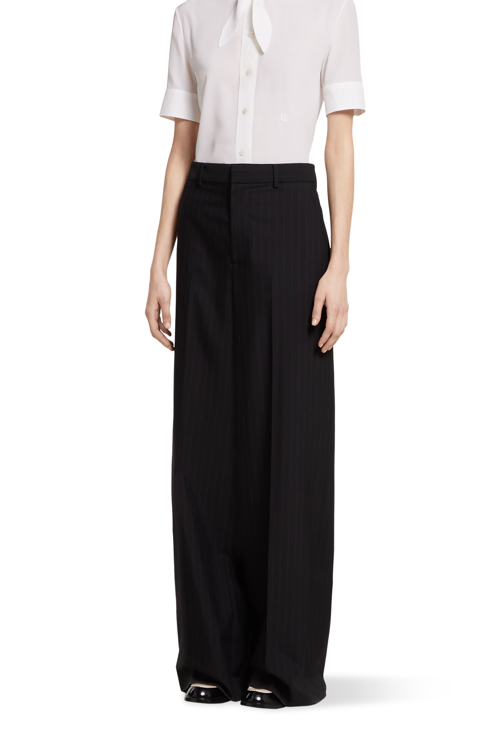 Pinstripe Wool Jacquard Pants