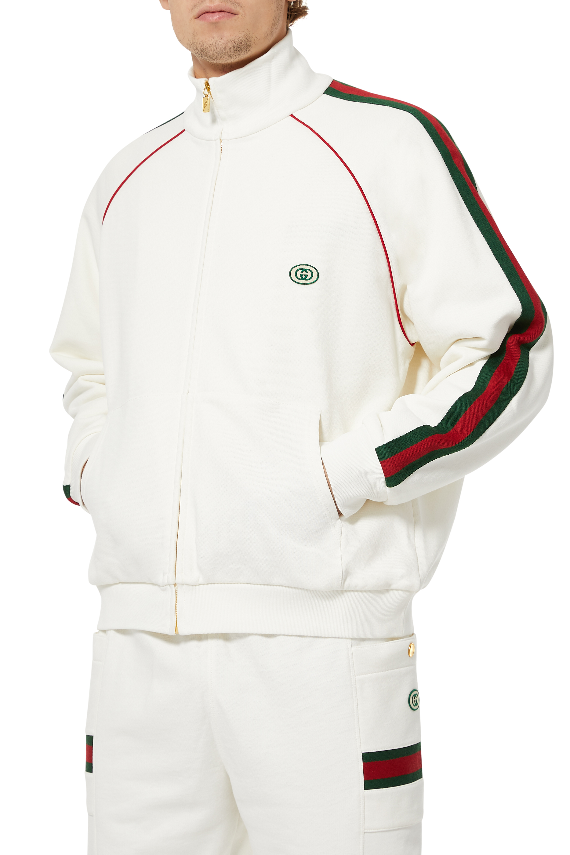 سويت شيرت جيرسيه بسحّاب وشريط ويب