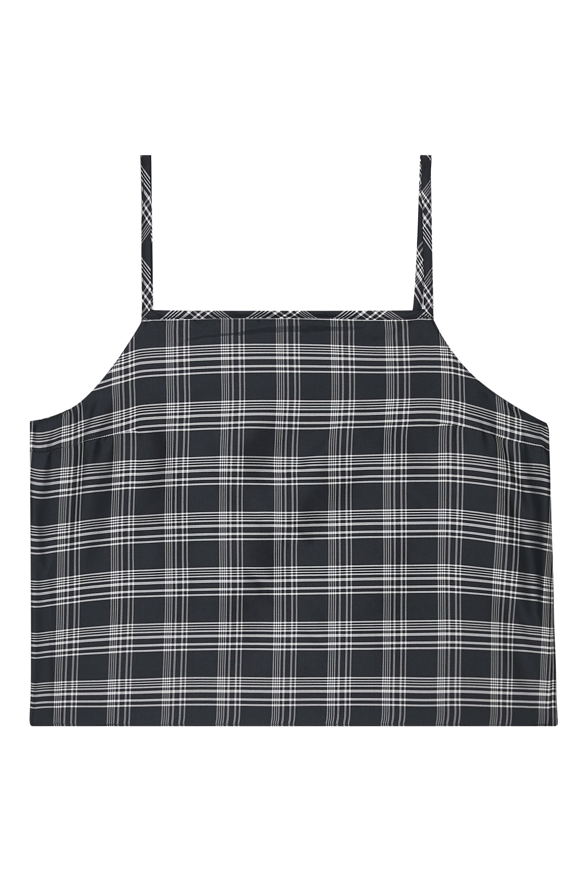 بلوزة بحمالات رفيعة ونقشة مربعات