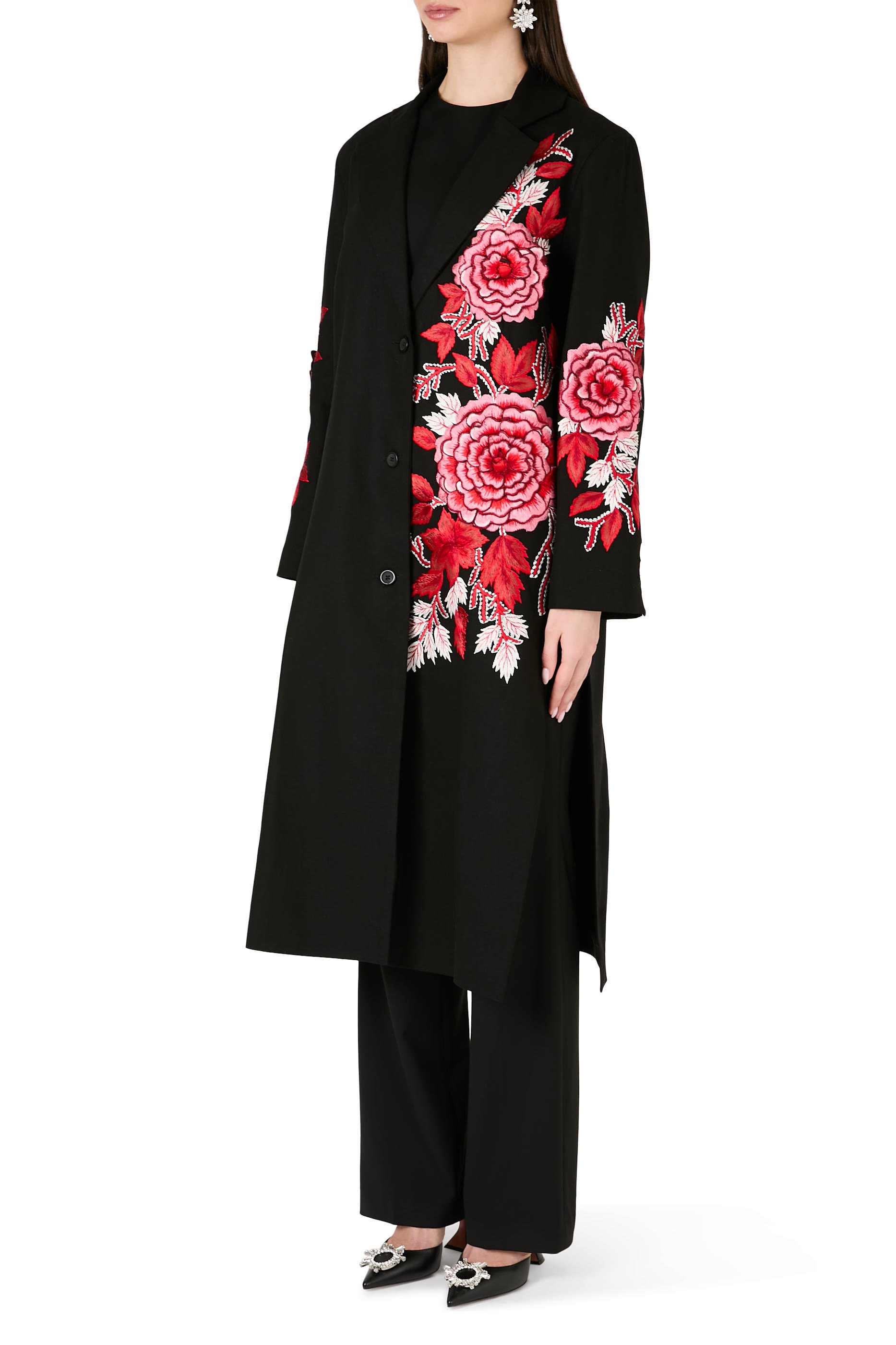 جاكيت بطبعة زهور ثلاثية الأبعاد