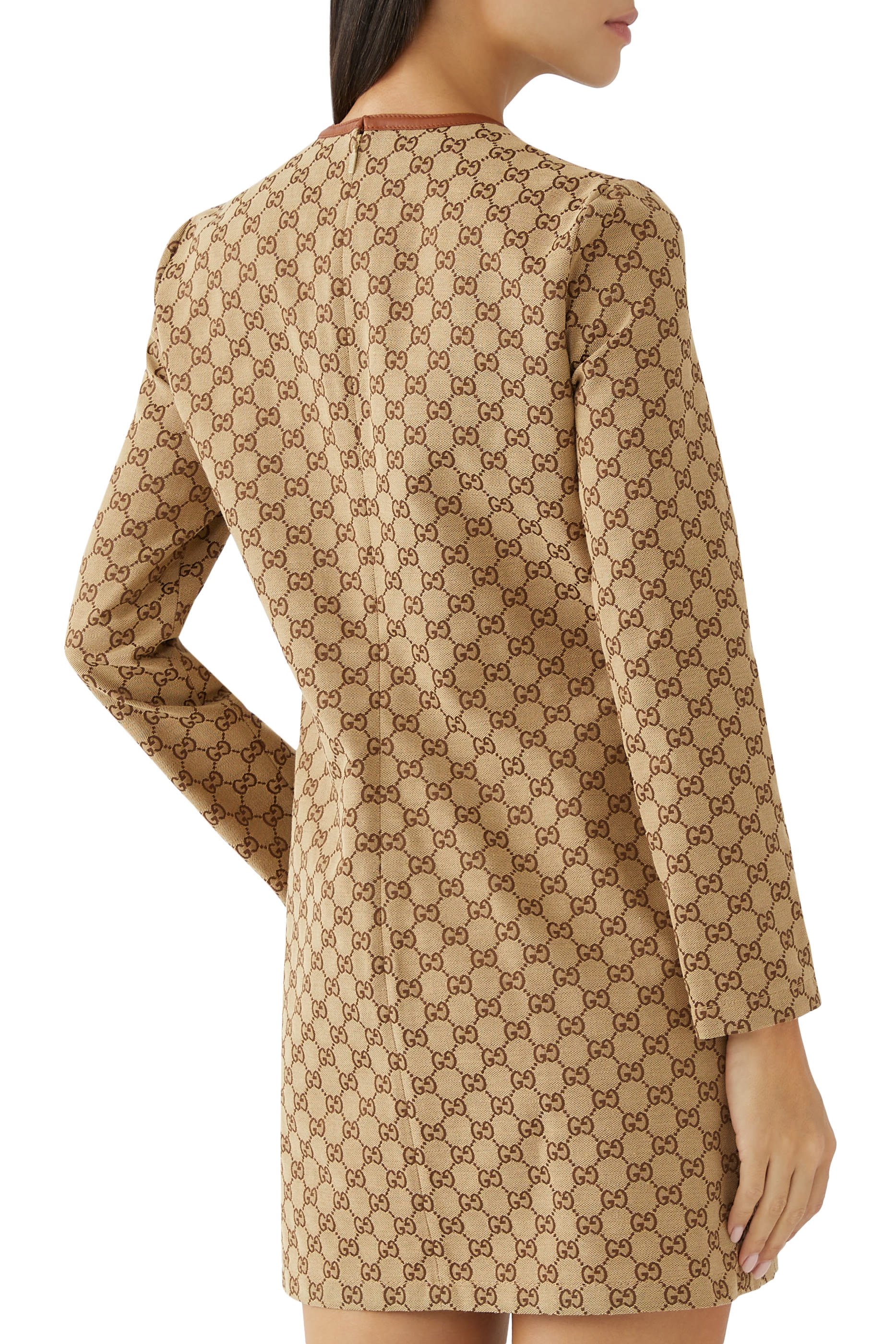 فستان بنقشة حرفي شعار الماركة قماش قنب