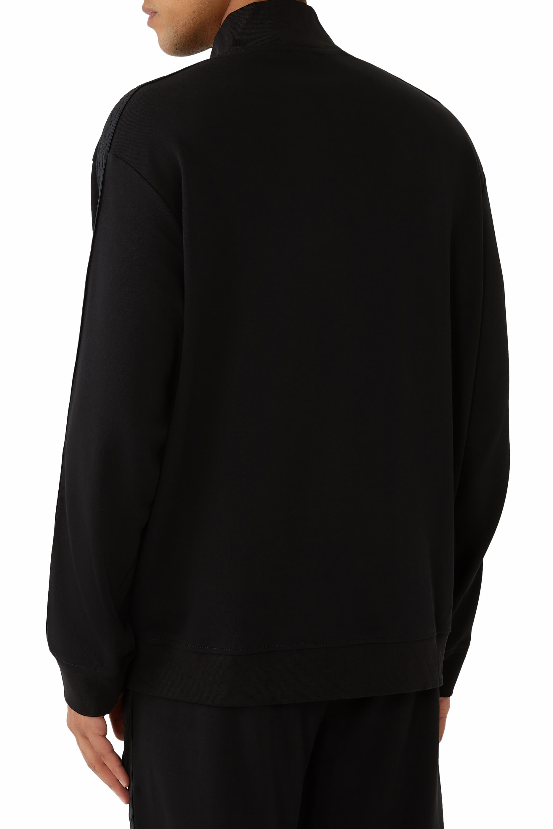 سويت شيرت بسحاب كامل وأشرطة وشعار الماركة