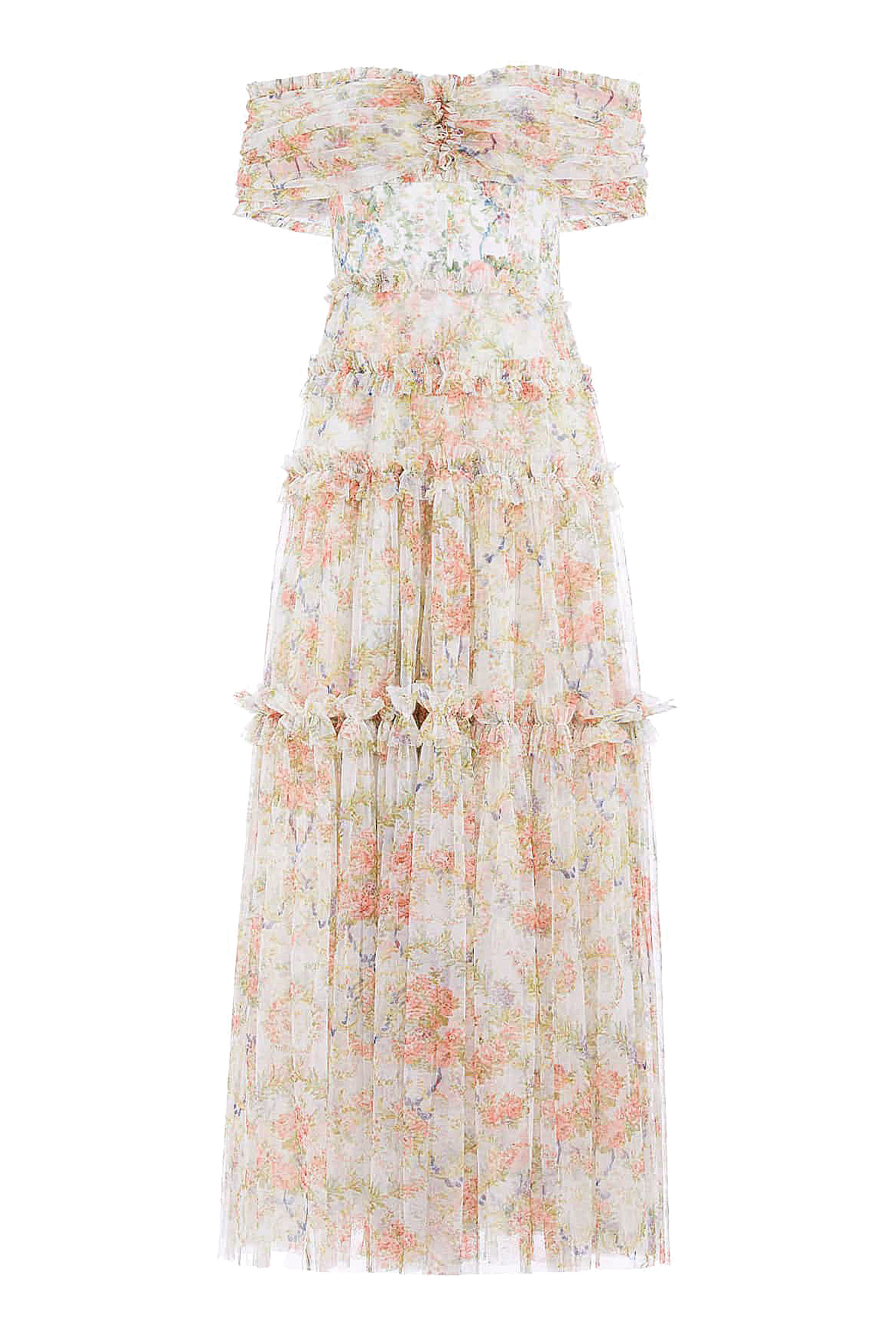 فستان سهرة غريس بأكتاف متساقطة ونقشة إكليل الغار