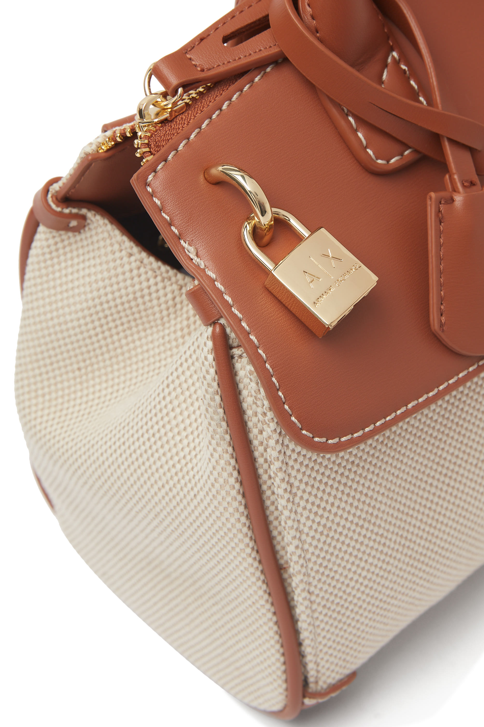 حقيبة يد جاين قماش قنب بنقشة شعار الماركة