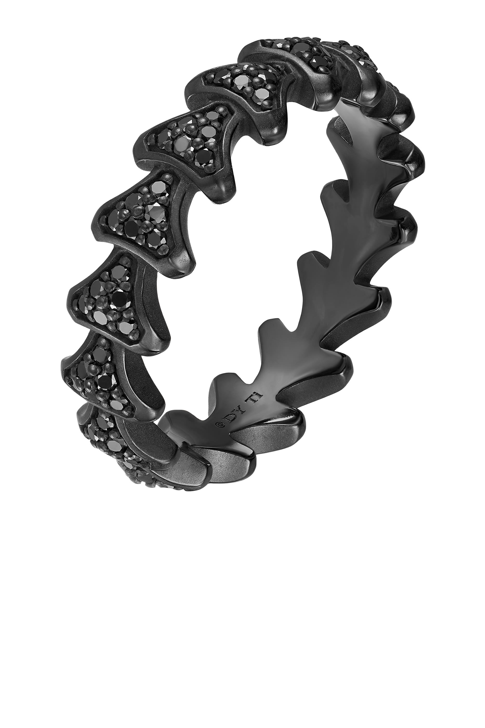 خاتم أرموري بحلقة مرصع بماس أسود و تيتانيوم أسود 