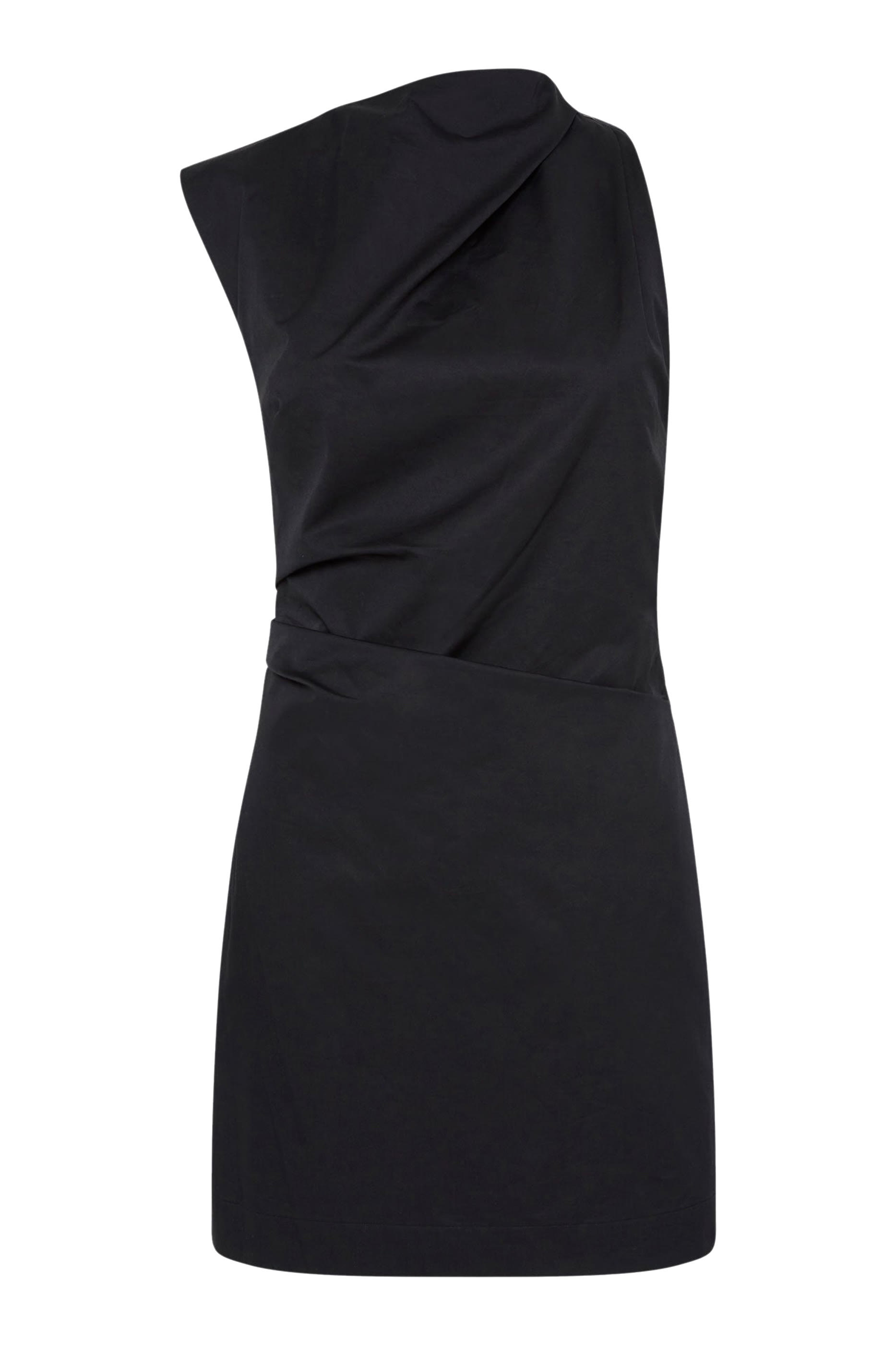 فستان قصير بطيات بتصميم غير متماثل