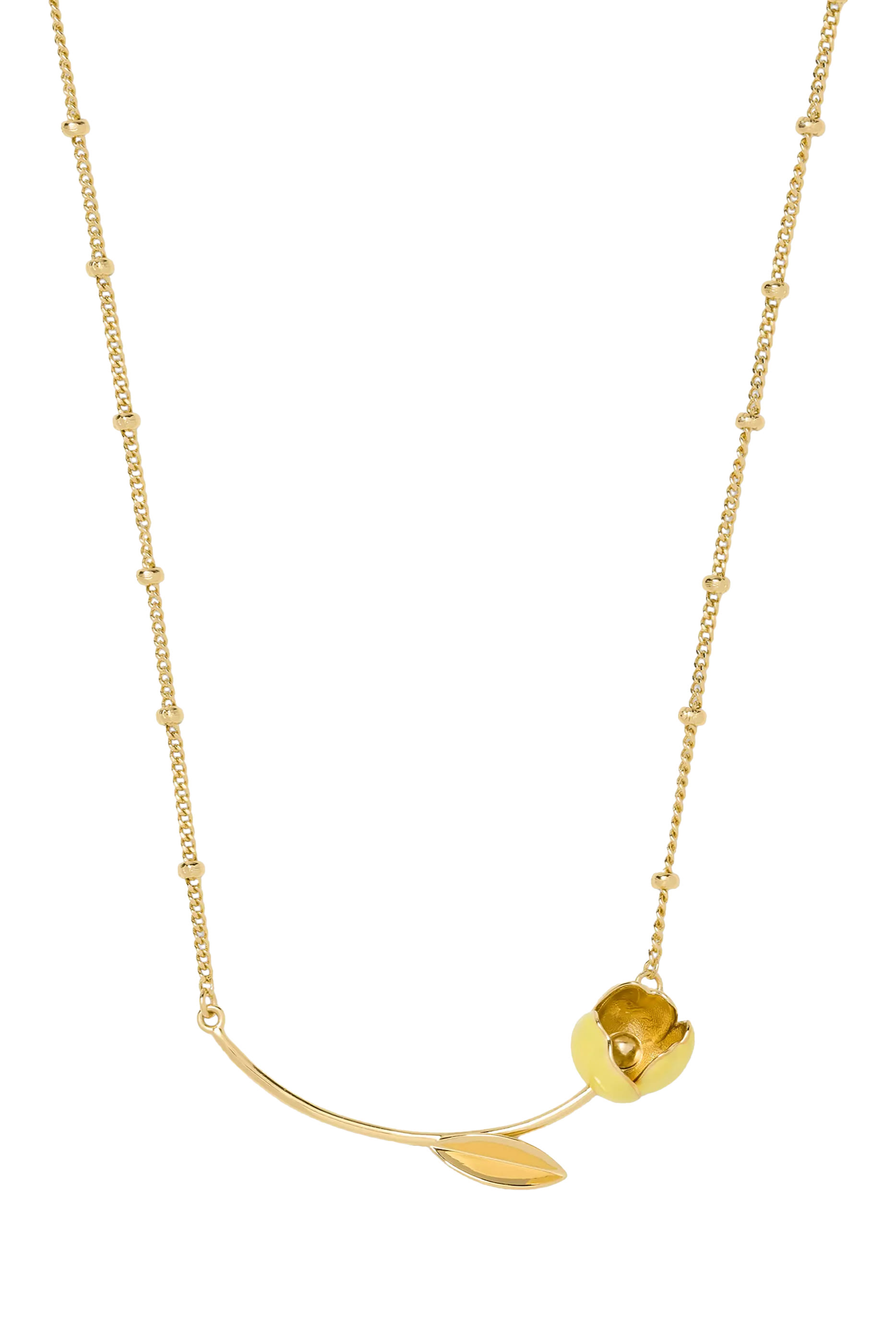 قلادة بحلية عمود على شكل زهرة مطلية بالمينا