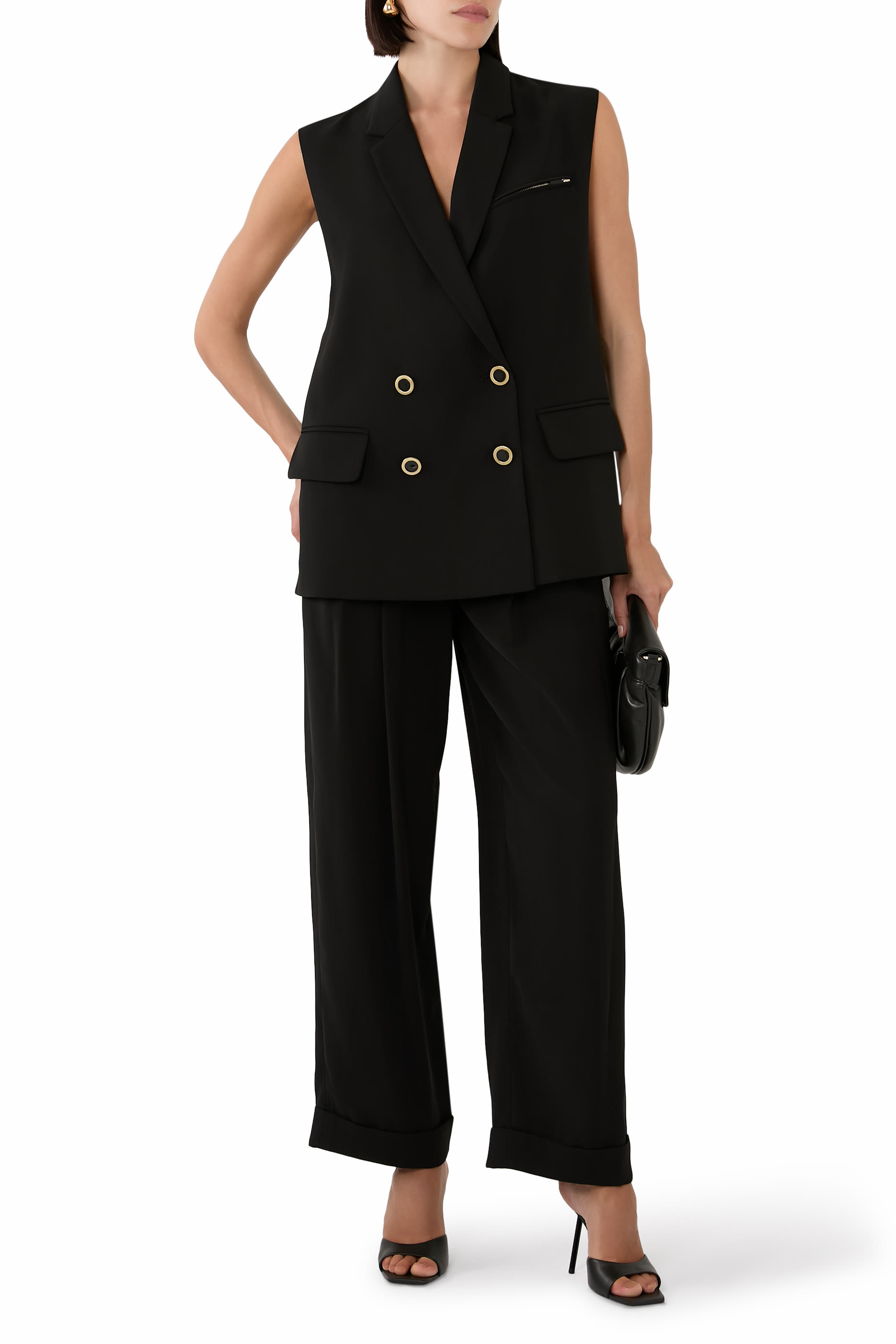 بنطال سالين جي جيرو بخصر مطوي