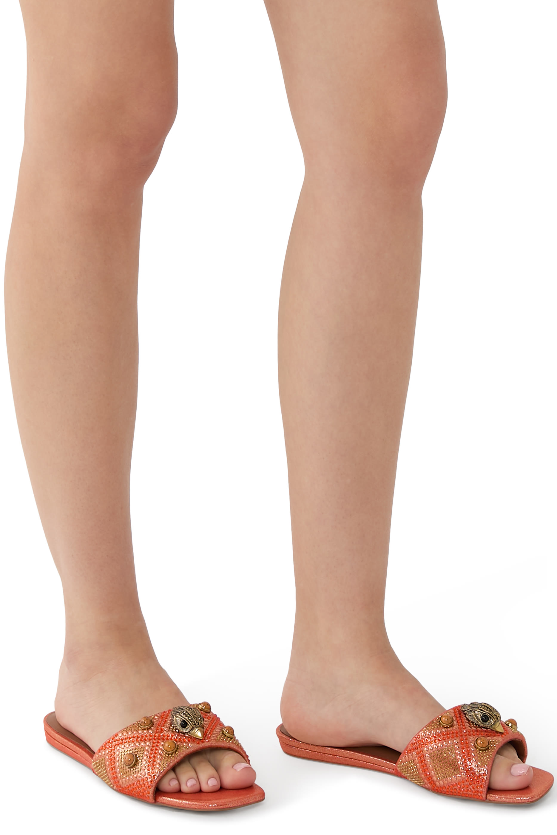 صندل كنسنغتون بنعل مسطح مرصع بأحجار