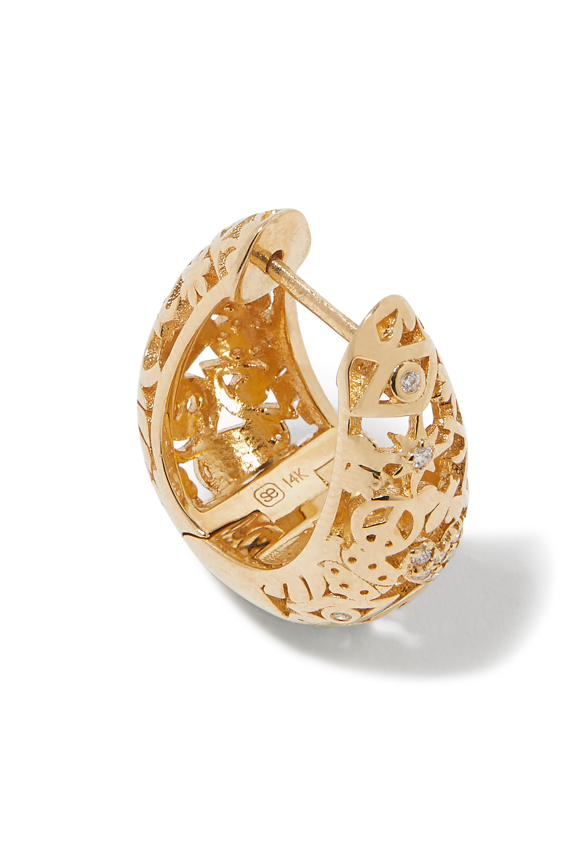 أقراط هاجي مرصعة بماس، ذهب عيار 14