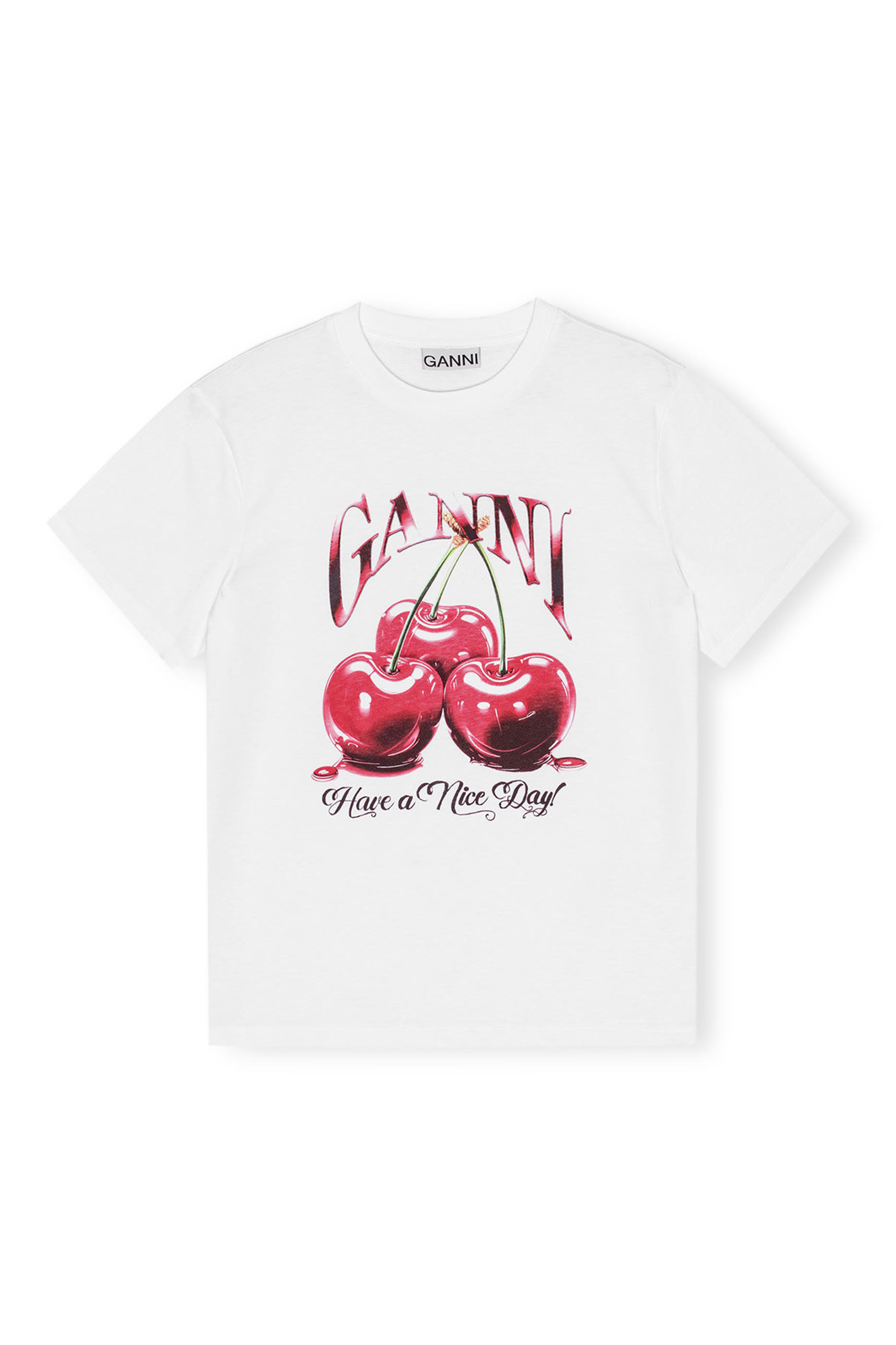 تيشيرت بيسيك بقصة مريحة بطبعة كرز جيرسيه