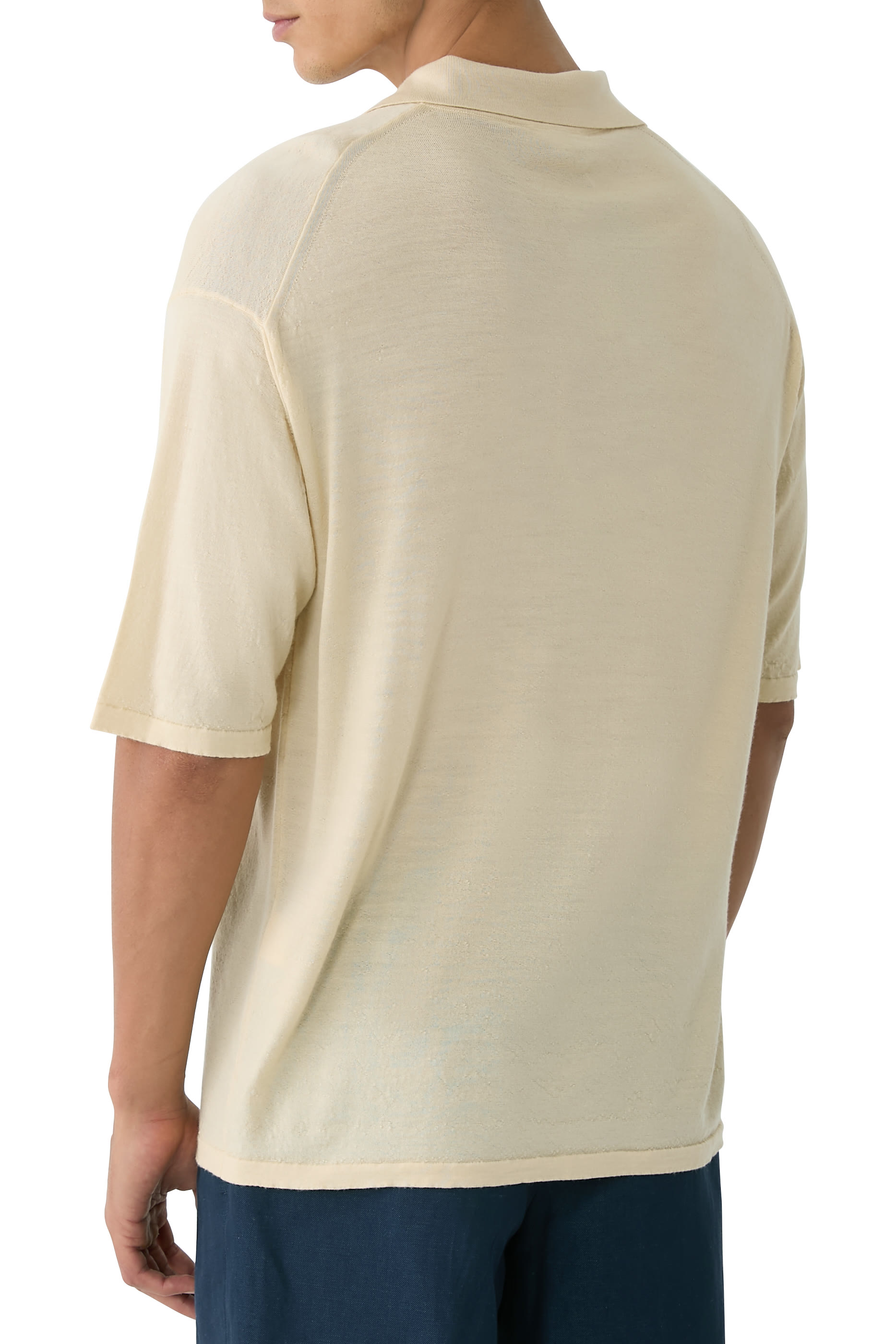 قميص بولو نسيج صوف مصبوغ