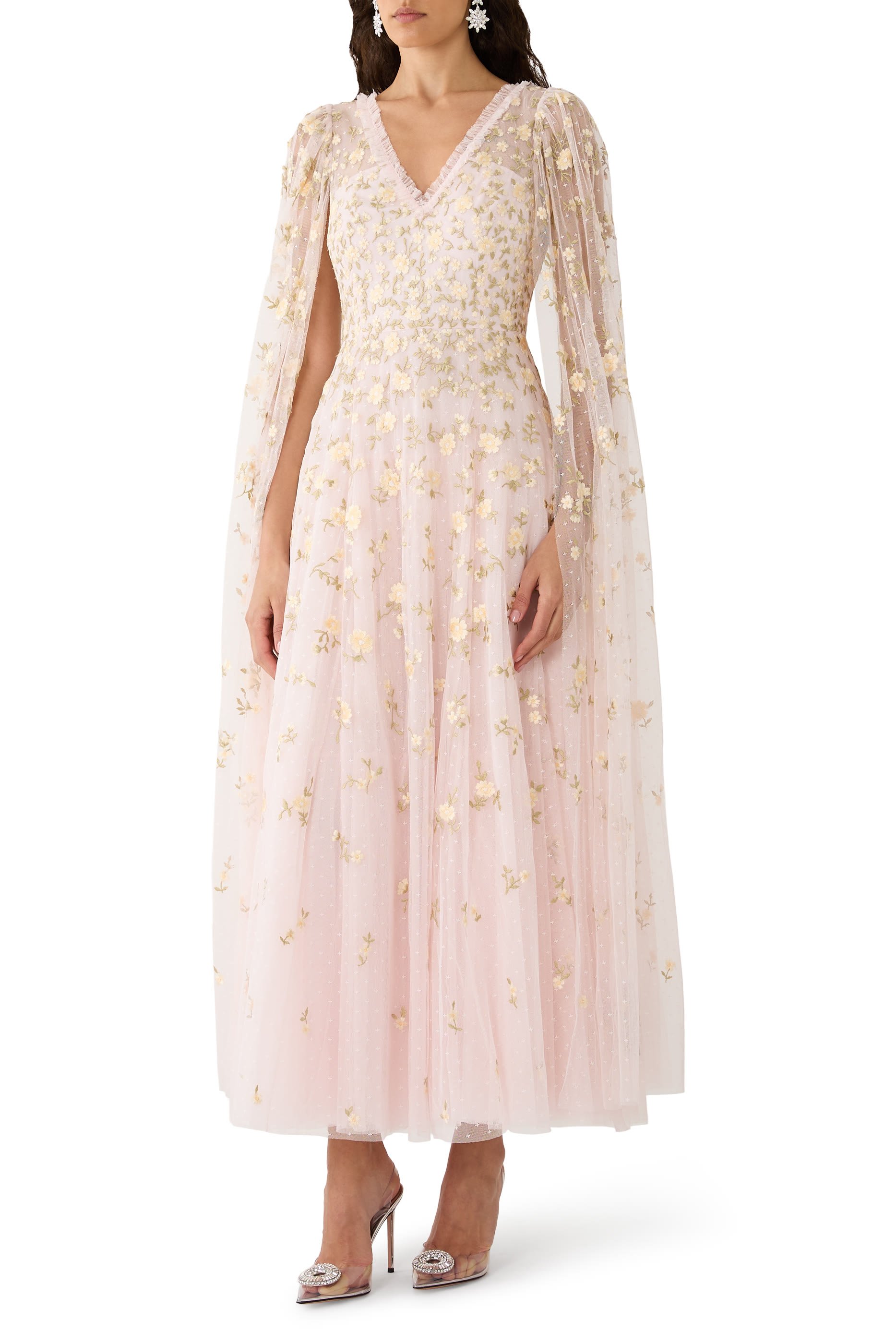 فستان سهرة ليا ديستي بأكمام كاب بطول الكاحل