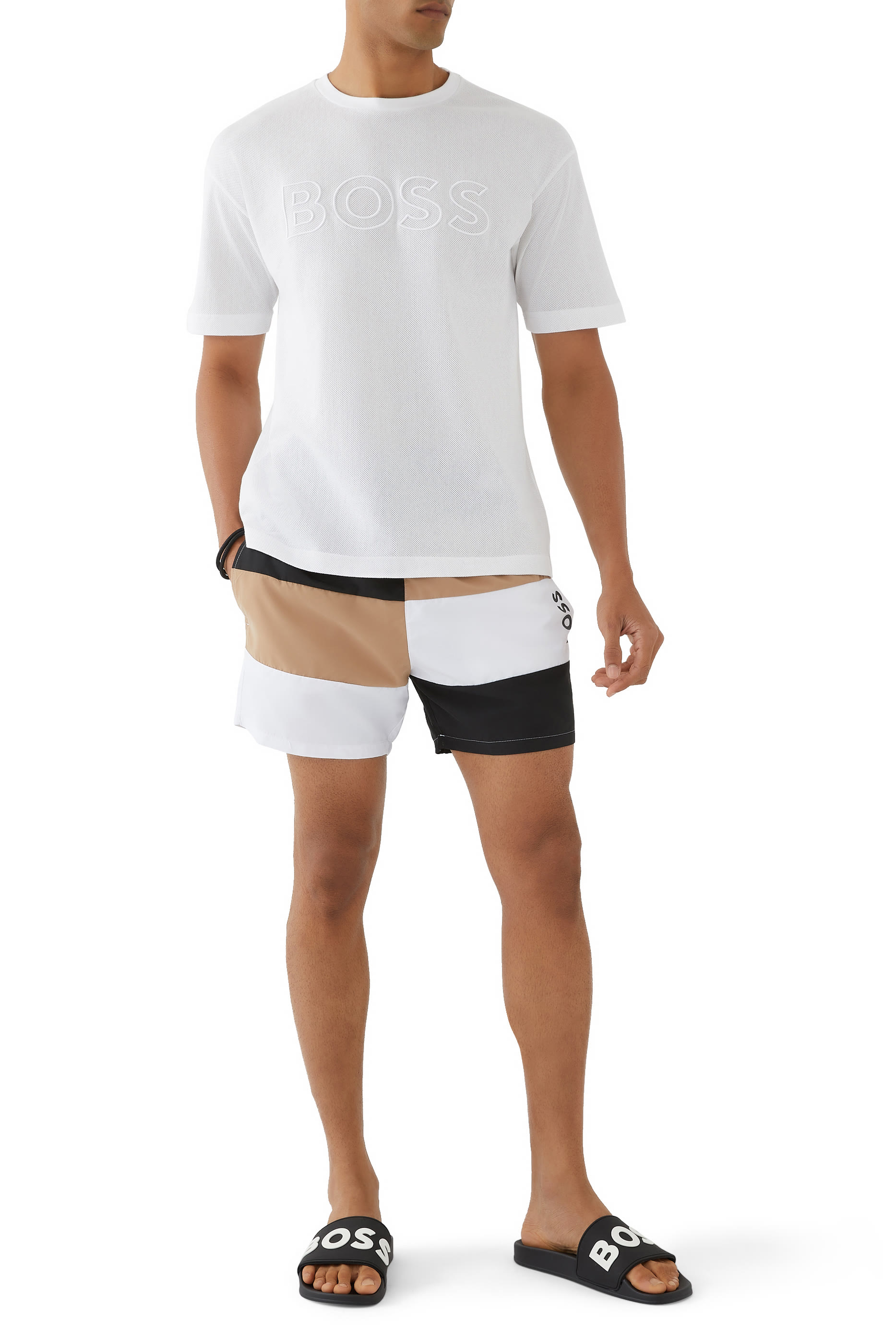 شورت سباحة من مواد معاد تدويرها مقسم لألوان