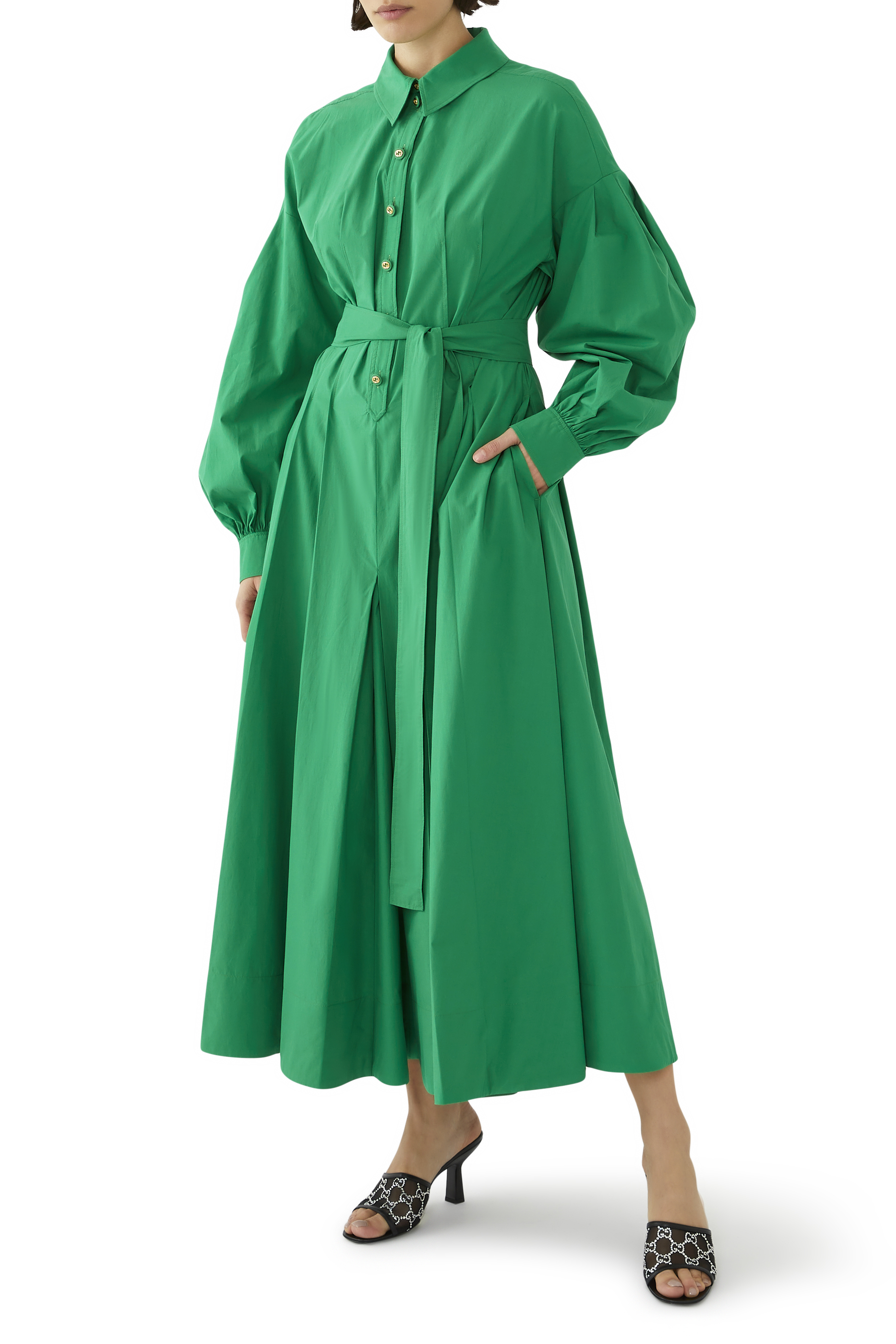 فستان بتصميم قميص قطن بوبلين