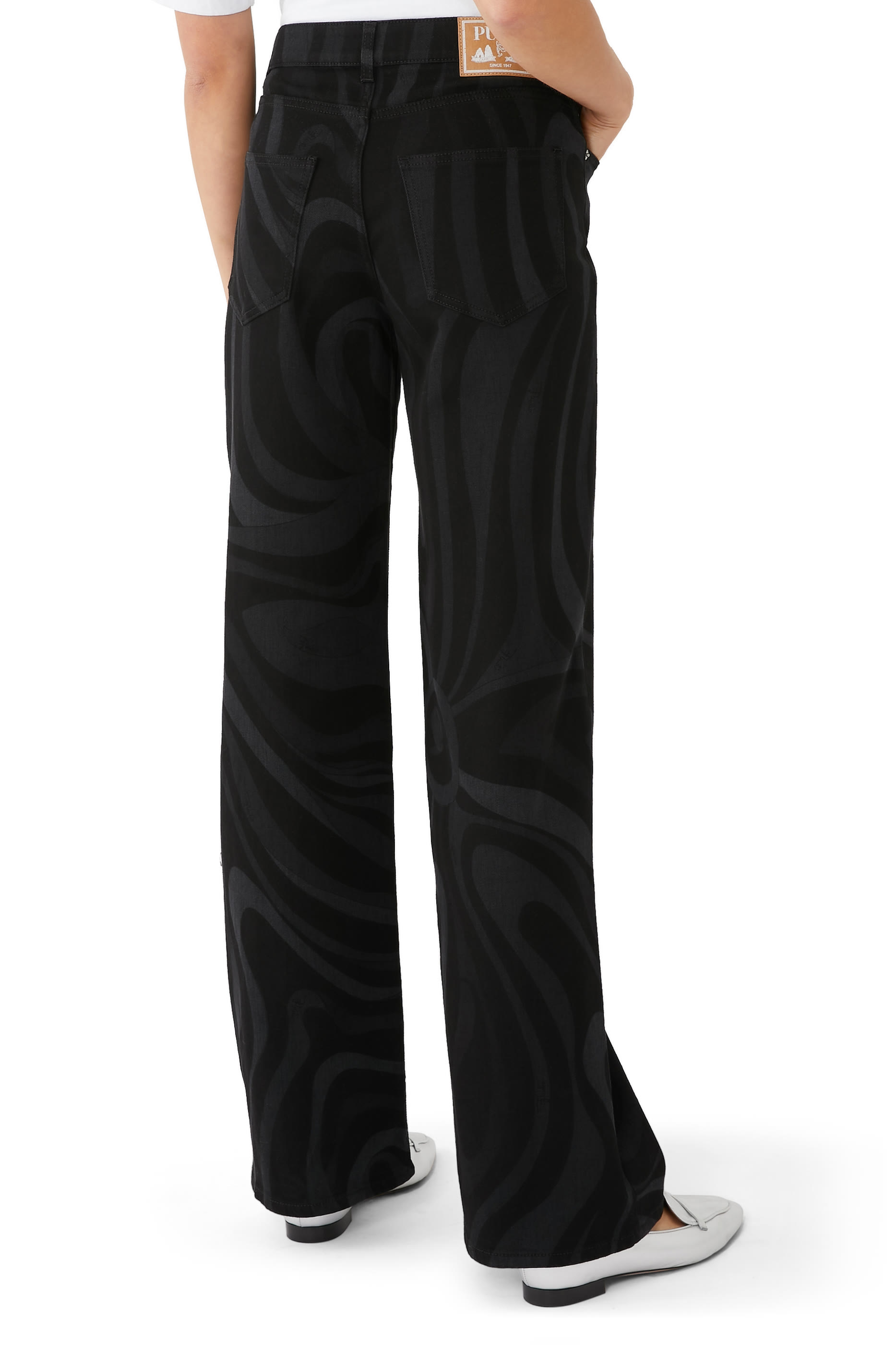 بنطال جينز بقصة ساق واسعة بطبعات مارمو