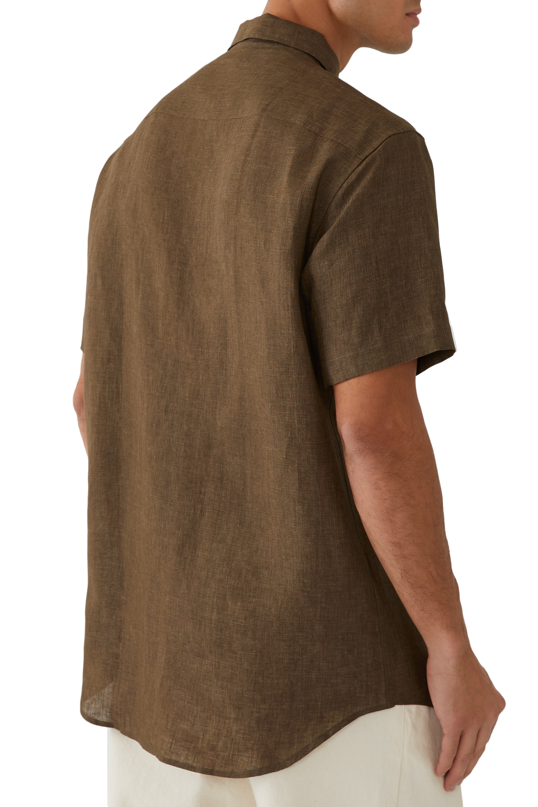 قميص بأكمام قصيرة كتان