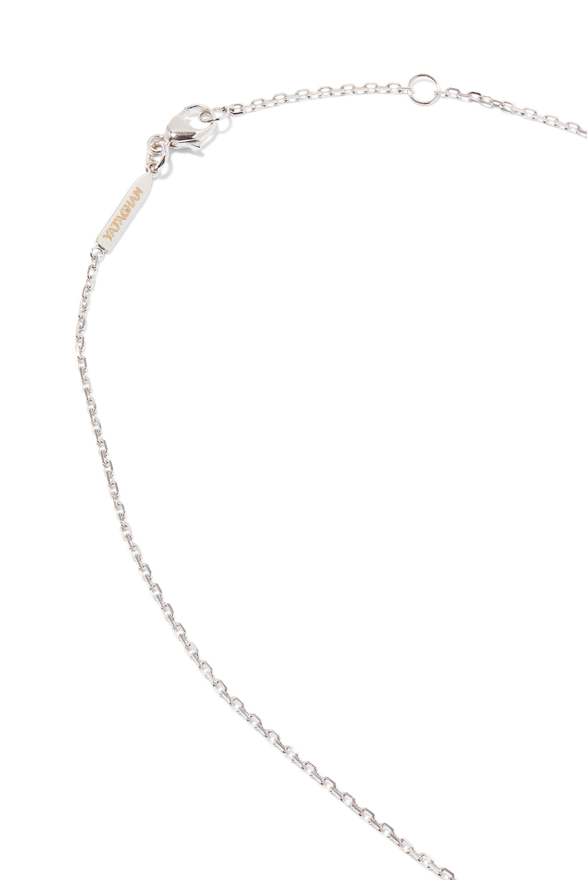 قلادة شاكرا بدلاية أفقية صغيرة مرصعة بالماس واللازورد ذهب أبيض عيار 18