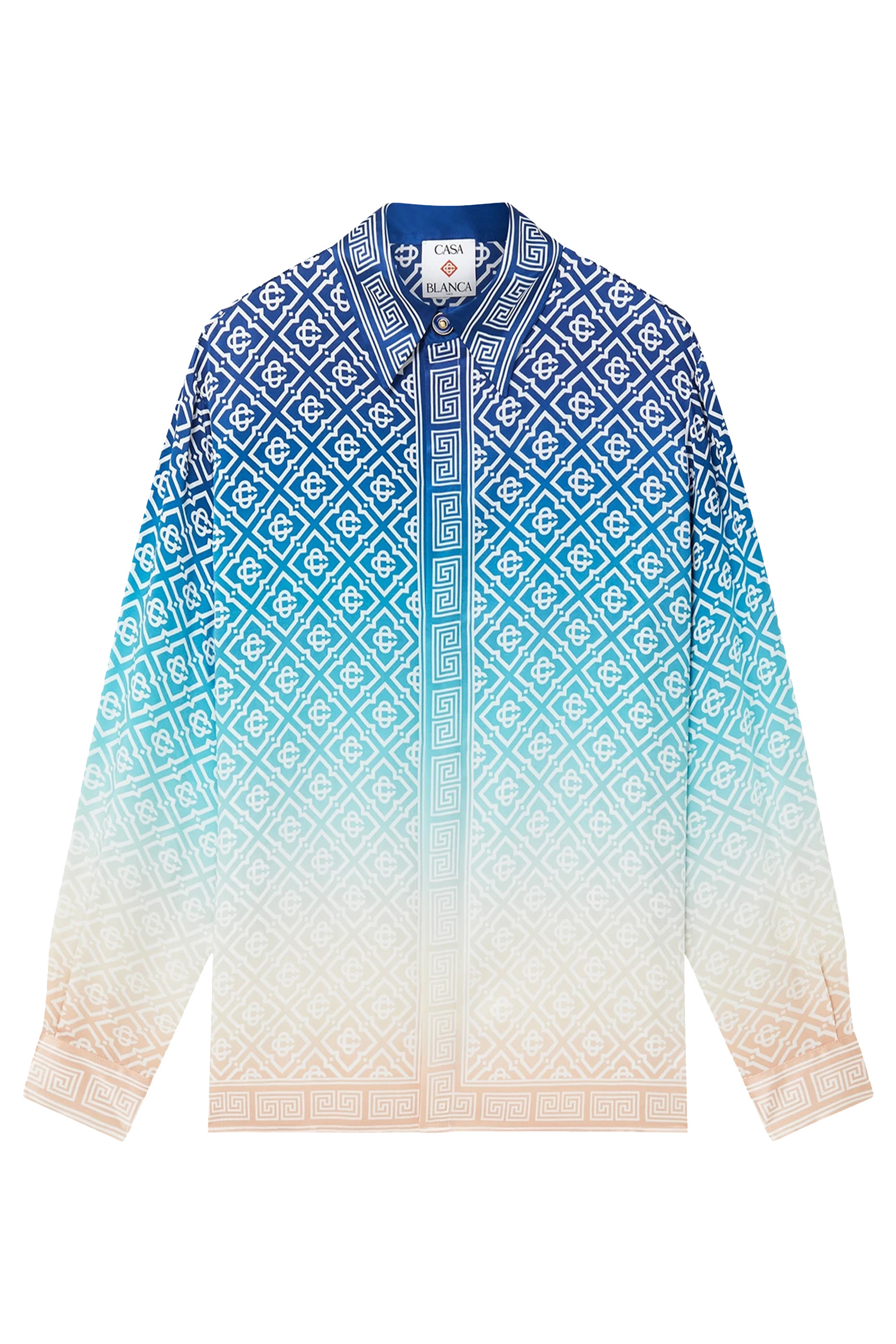 قميص حرير بلون متدرج ونقشة جاكار