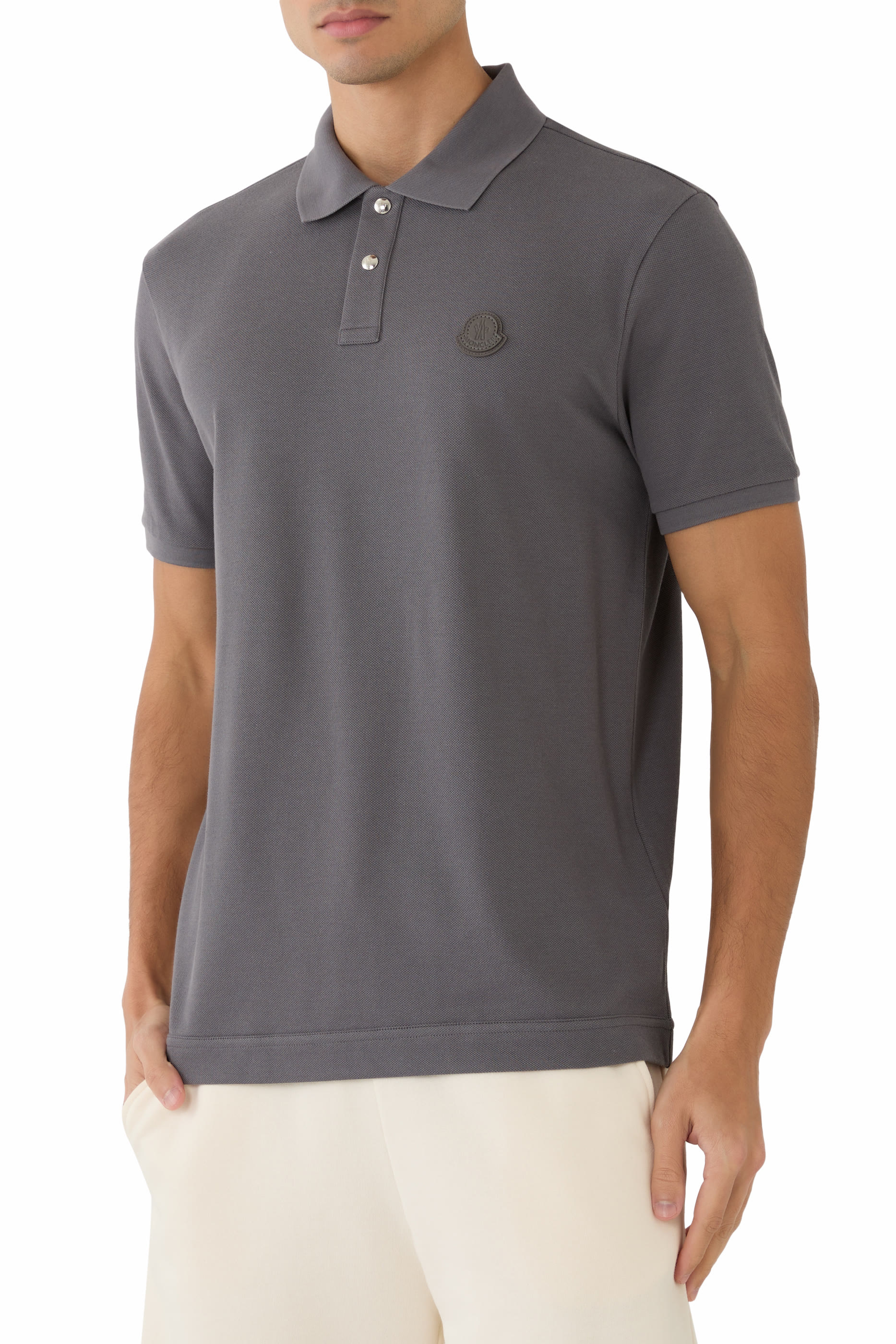 قميص بولو برقعة شعار الماركة قطن بيكيه