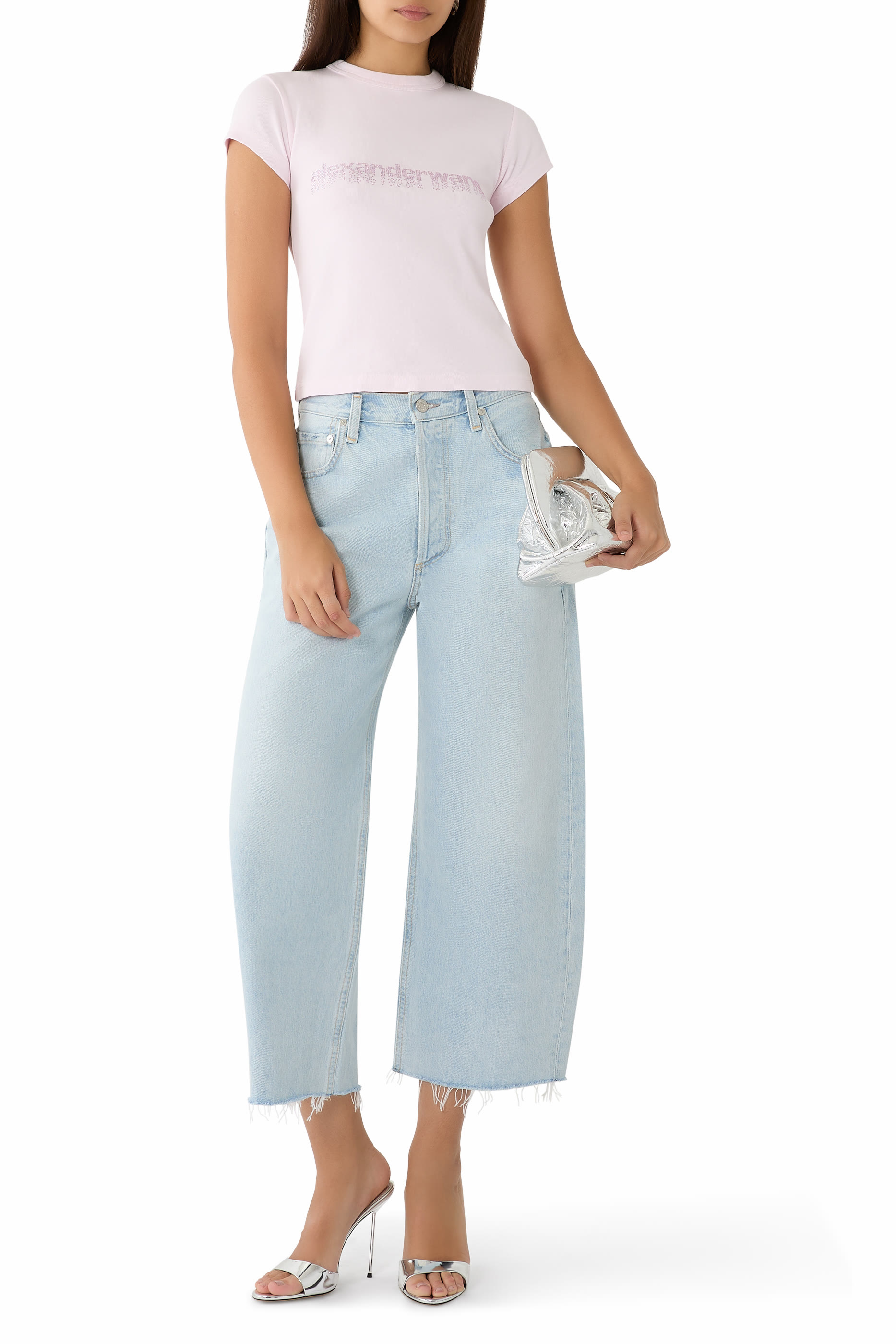 تيشيرت قصير بزينة غرافيكية مثبتة حراريا