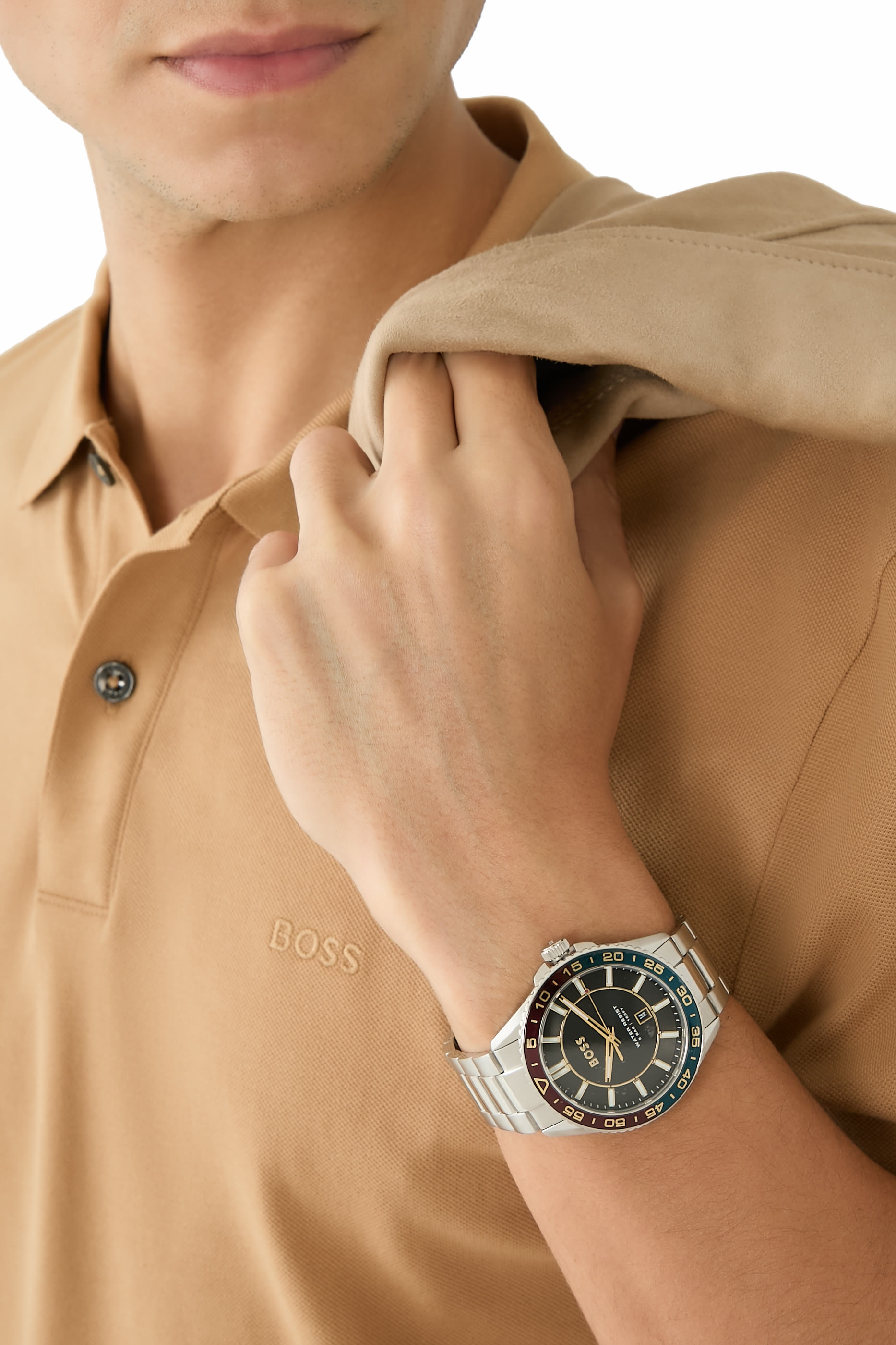 ساعة بإطار دوار ستانلس ستيل