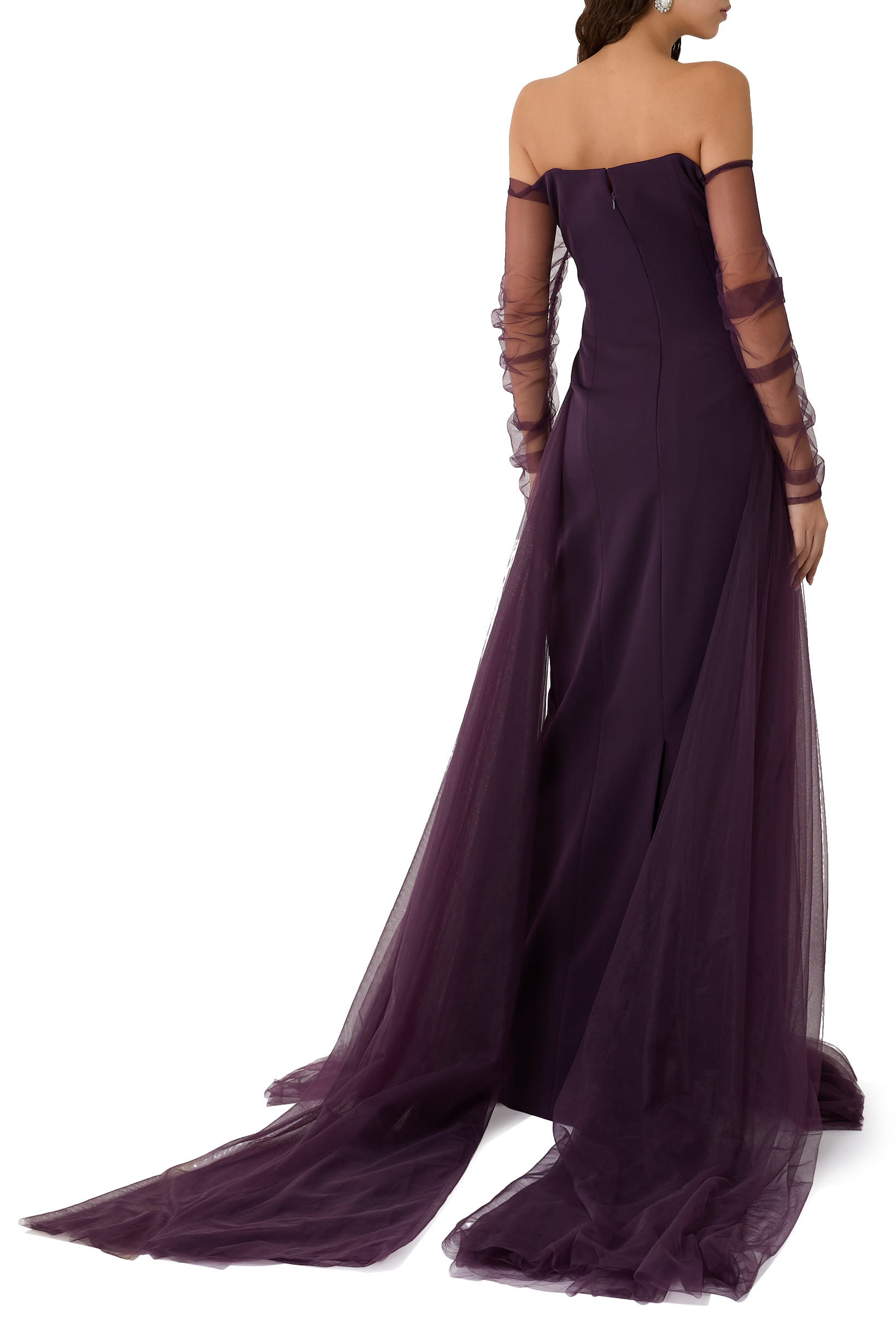 فستان سهرة بأكتاف مكشوفة كريب