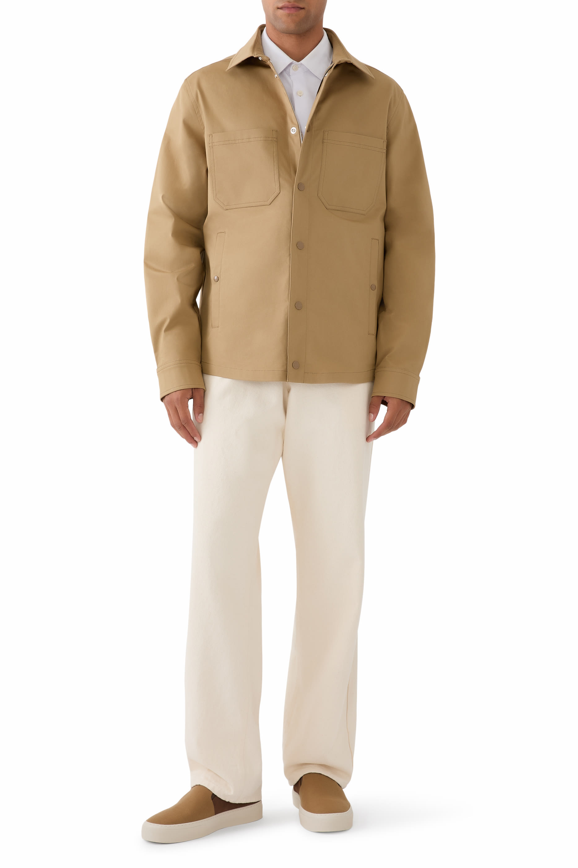 جاكيت بنمط تيشيرت قطن غابردين